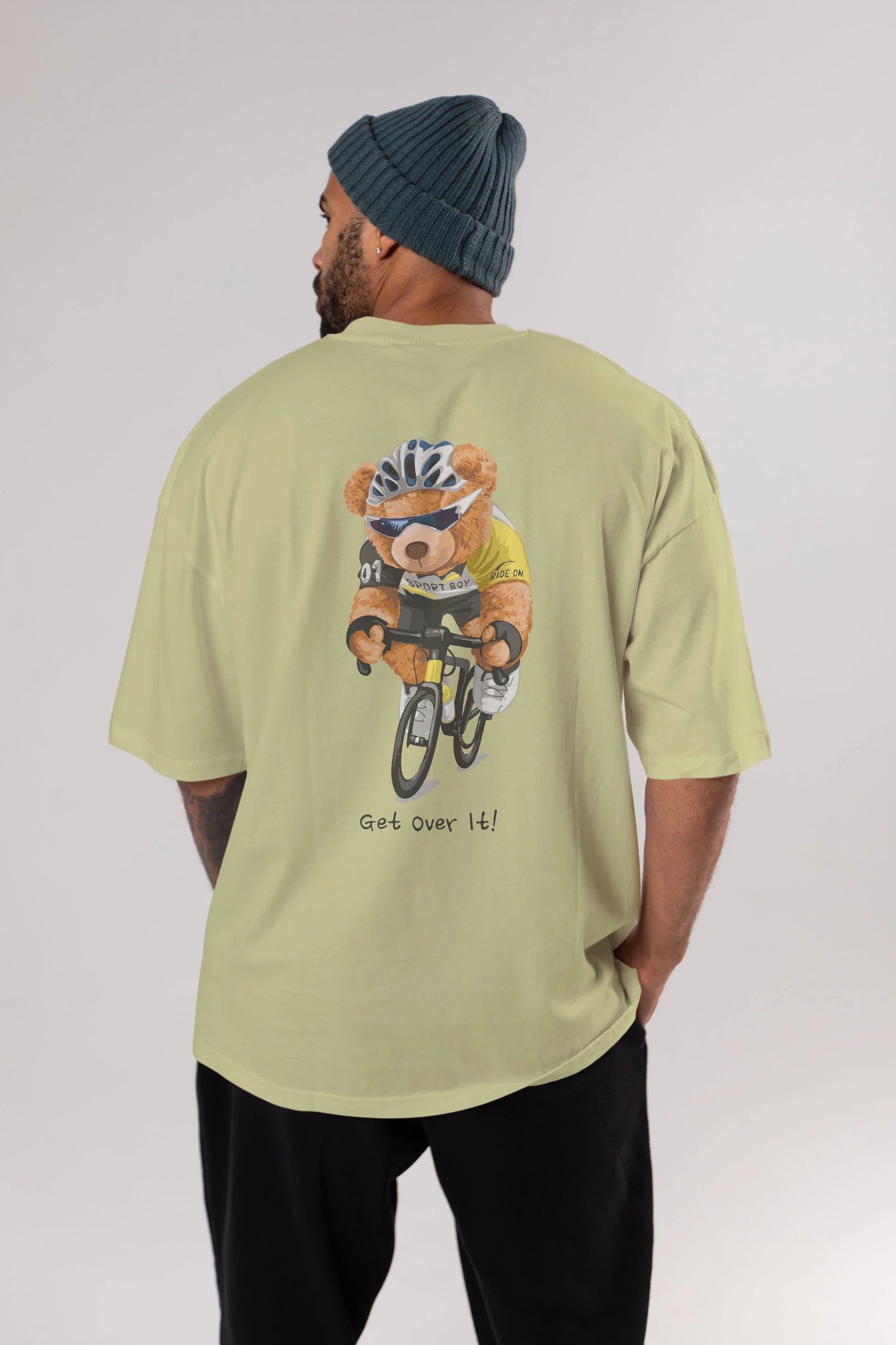 Teddy Bear Sport Boy Arka Baskılı Oversize t-shirt Erkek Kadın Unisex %100 Pamuk