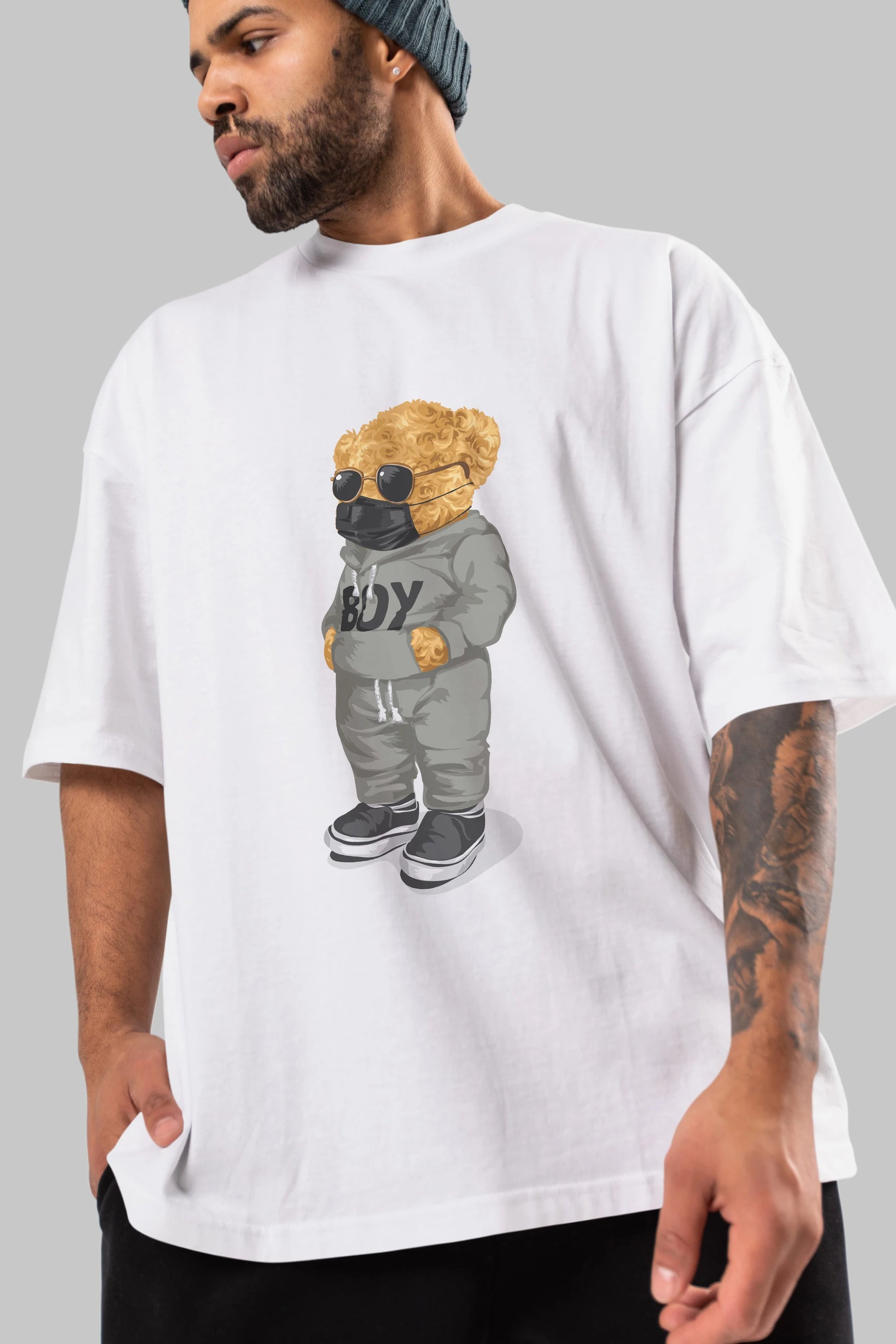 Teddy Bear Boy Ön Baskılı Oversize t-shirt Erkek Kadın Unisex %100 Pamuk