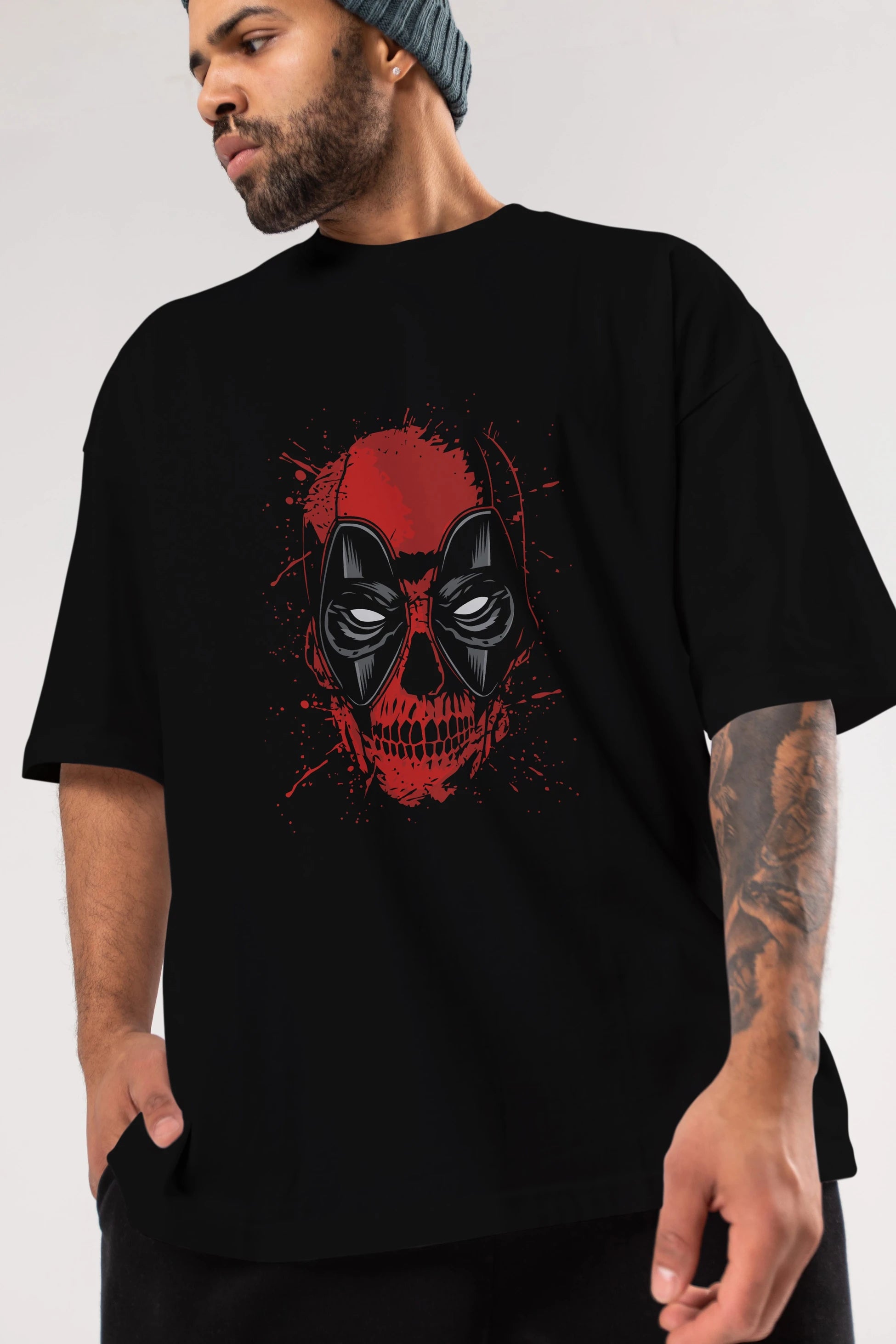 Deadpool (3) Ön Baskılı Oversize t-shirt Erkek Kadın Unisex %100 Pamuk Bisiklet Yaka tişort
