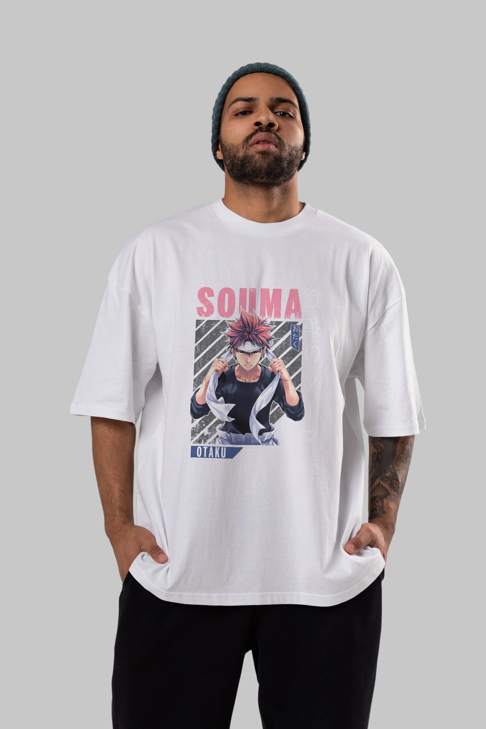 Souma Yukihira 8 Anime Ön Baskılı Oversize t-shirt %100 pamuk Erkek Kadın Unisex