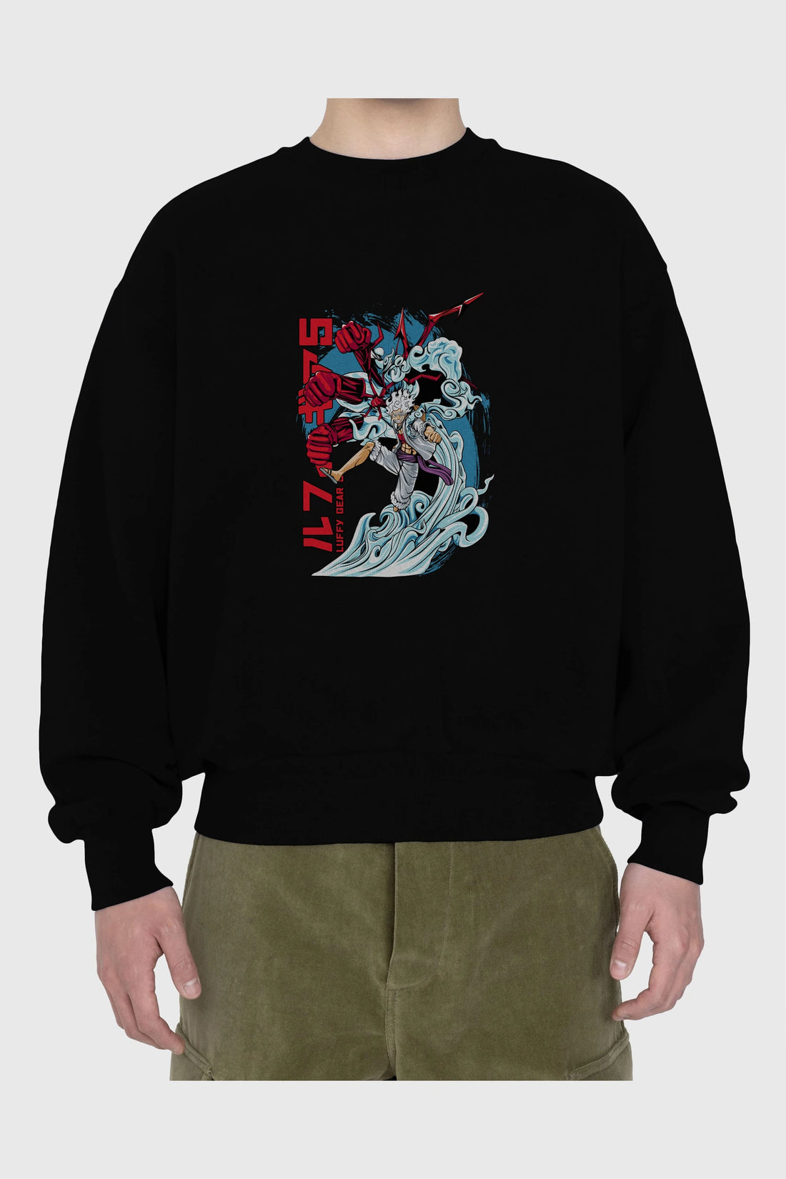 MONKEY D. LUFFY GEAR5 2 Anime Ön Baskılı Oversize Sweatshirt Erkek Kadın Unisex