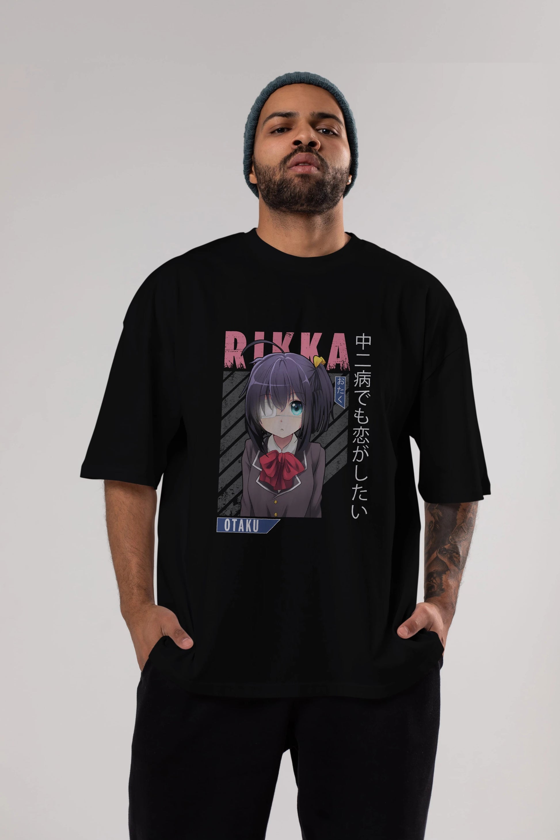 Rikka Takanashi 9 Anime Ön Baskılı Oversize t-shirt %100 pamuk Erkek Kadın Unisex
