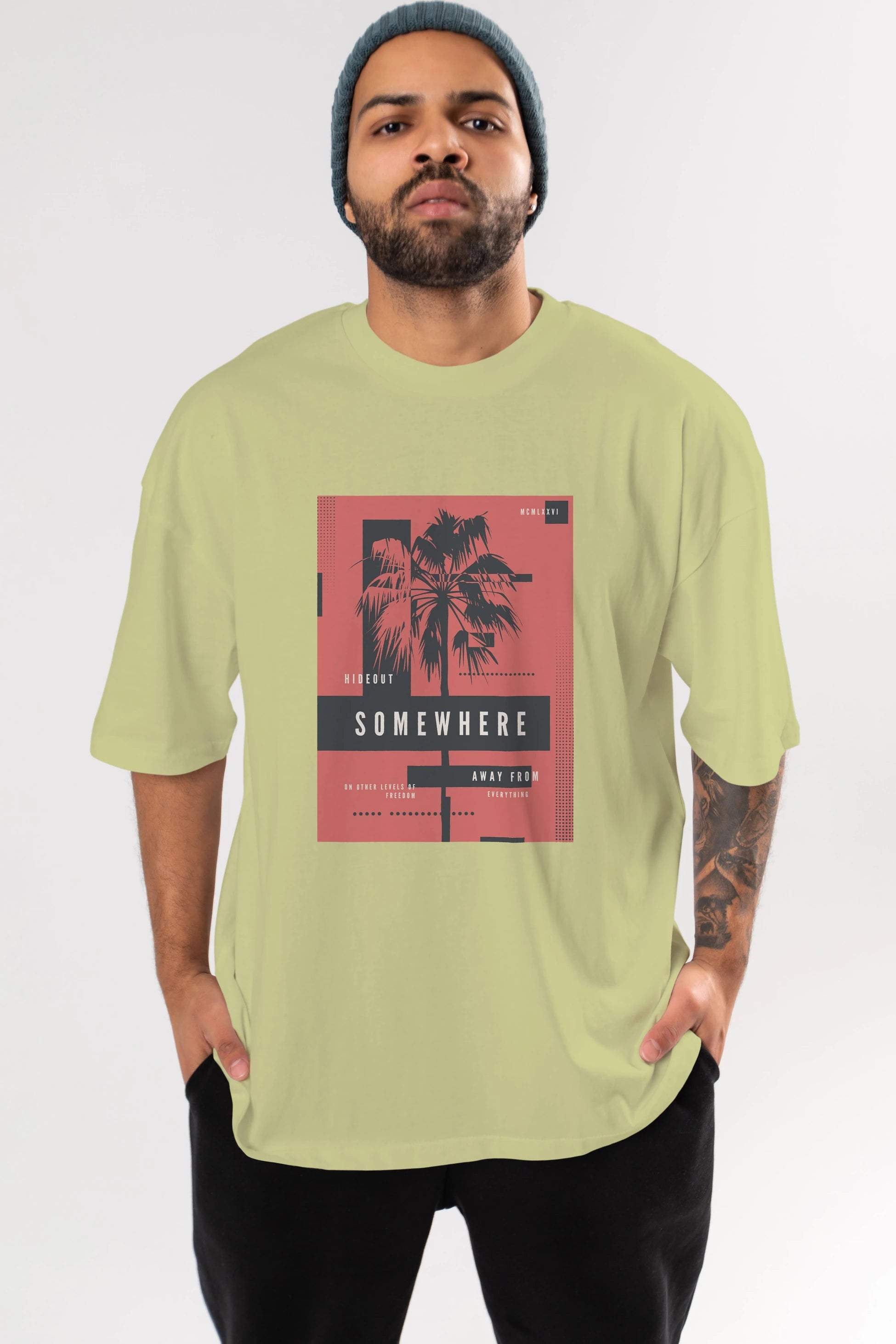 Hideout Somewhere Ön Baskılı Oversize t-shirt Erkek Kadın Unisex