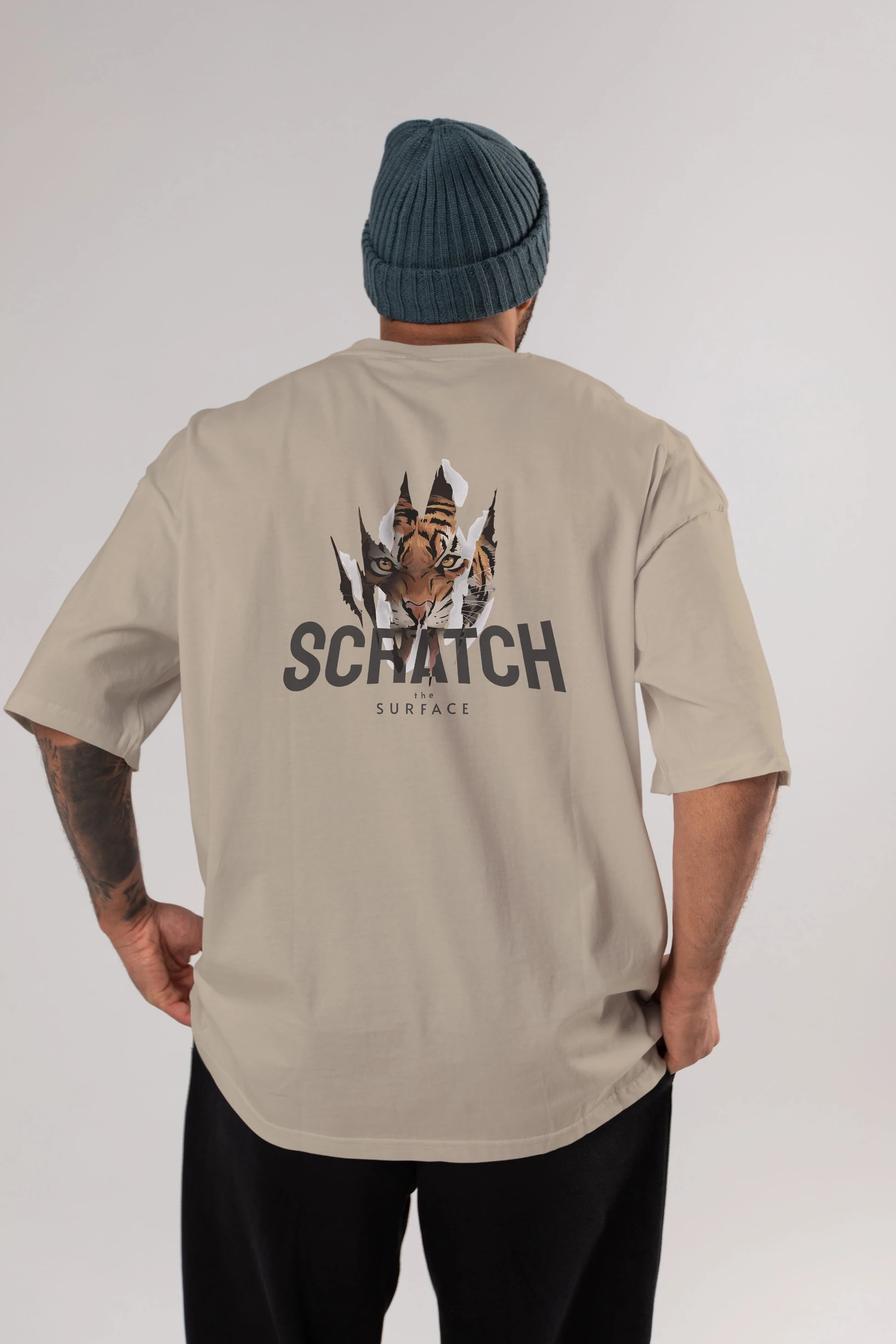 Teddy Bear Scratch Arka Baskılı Oversize t-shirt Erkek Kadın Unisex %100 Pamuk