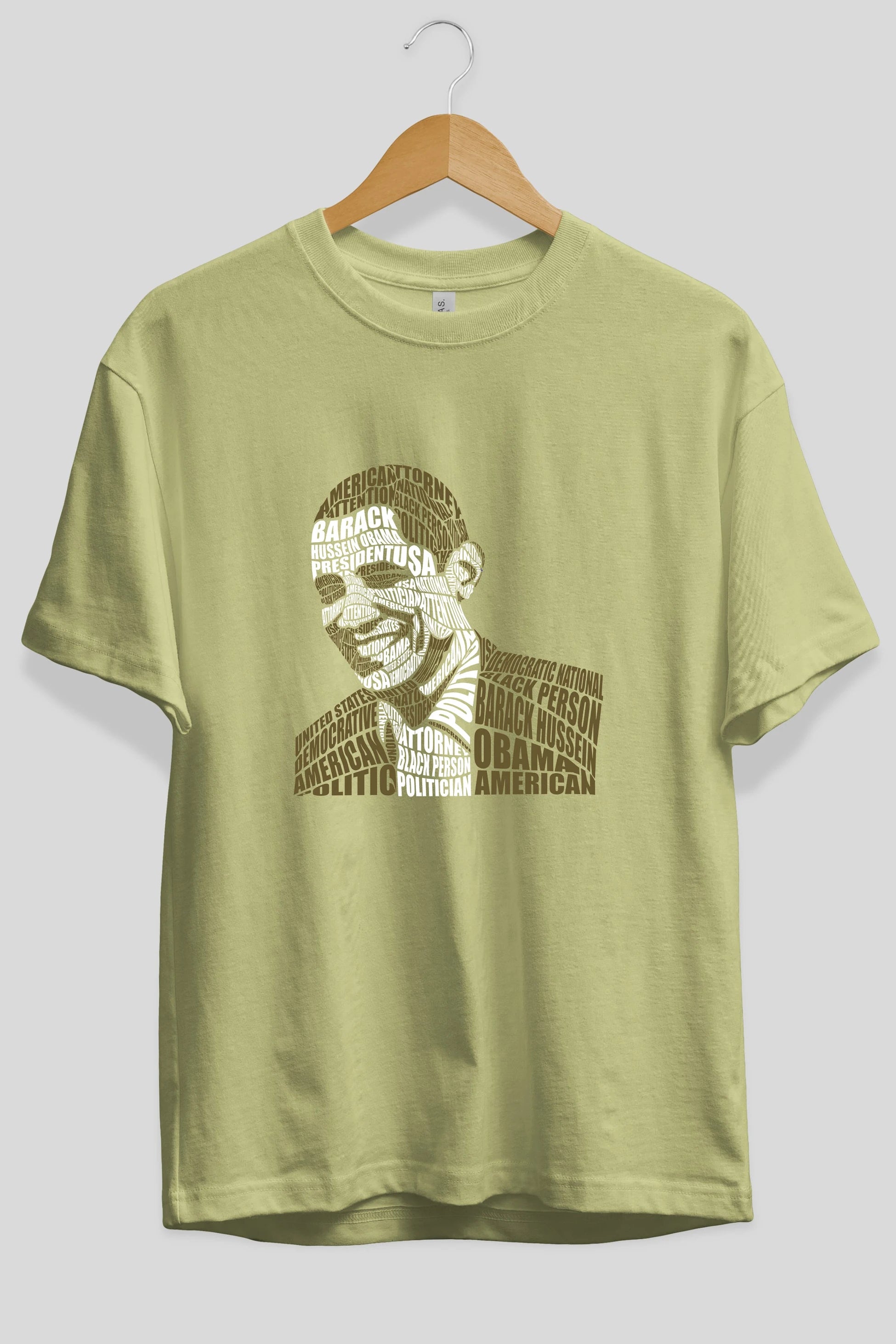 Obama Calligram Ön Baskılı Oversize t-shirt %100 pamuk Erkek Kadın Unisex