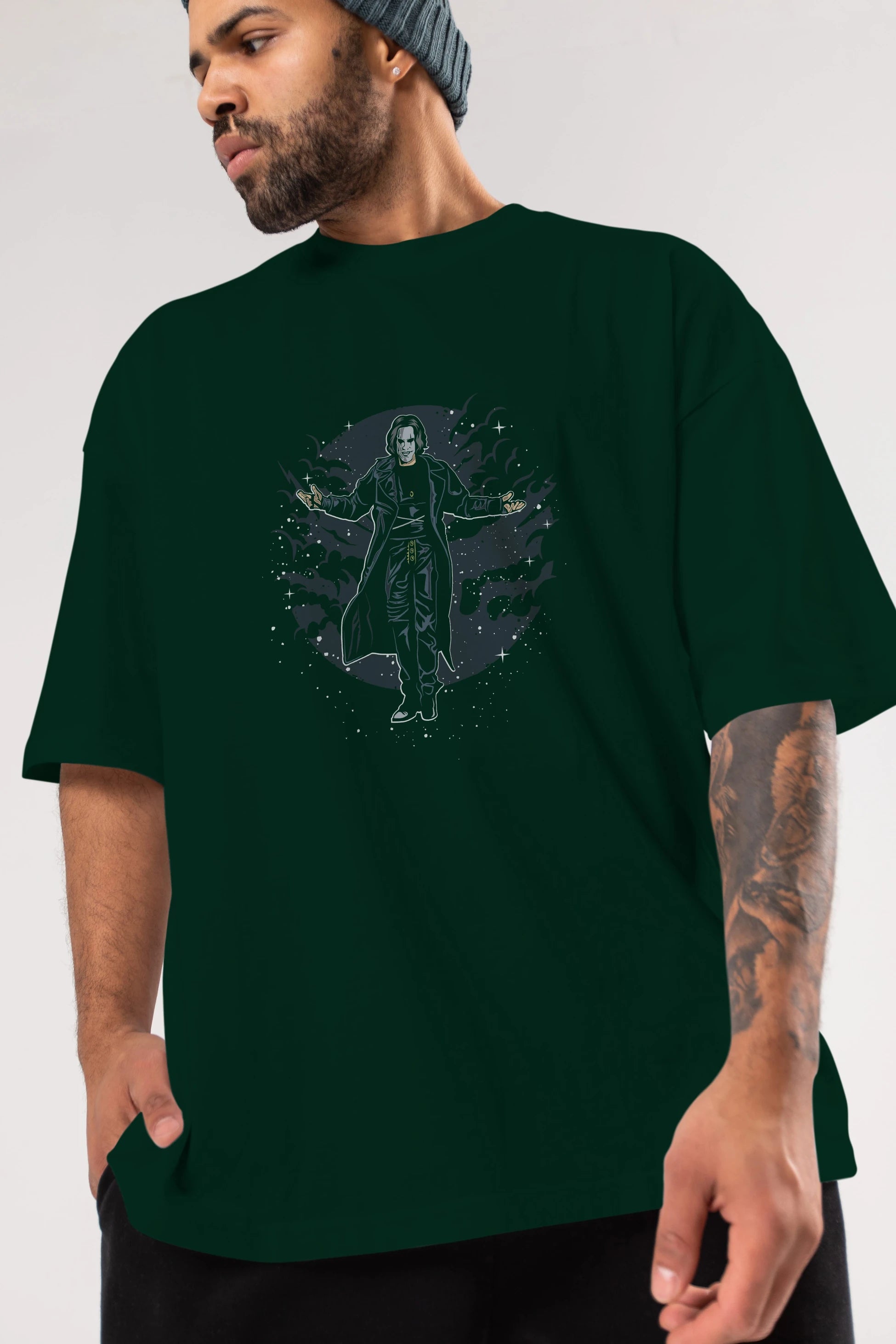 The Crow Ön Baskılı Oversize t-shirt Erkek Kadın Unisex %100 Pamuk tişort