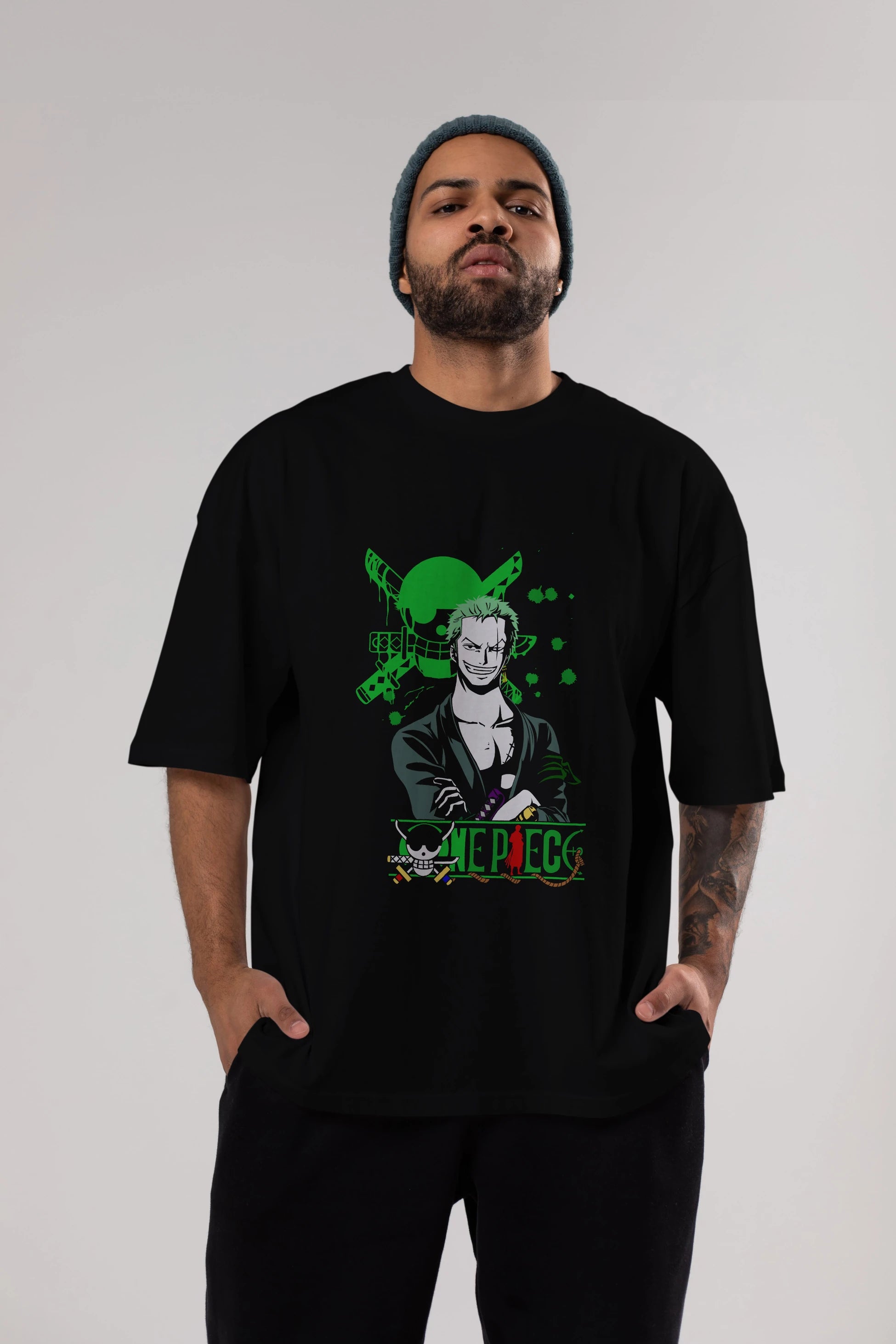 Roronoa Zoro 2 Anime Ön Baskılı Oversize t-shirt Erkek Kadın Unisex