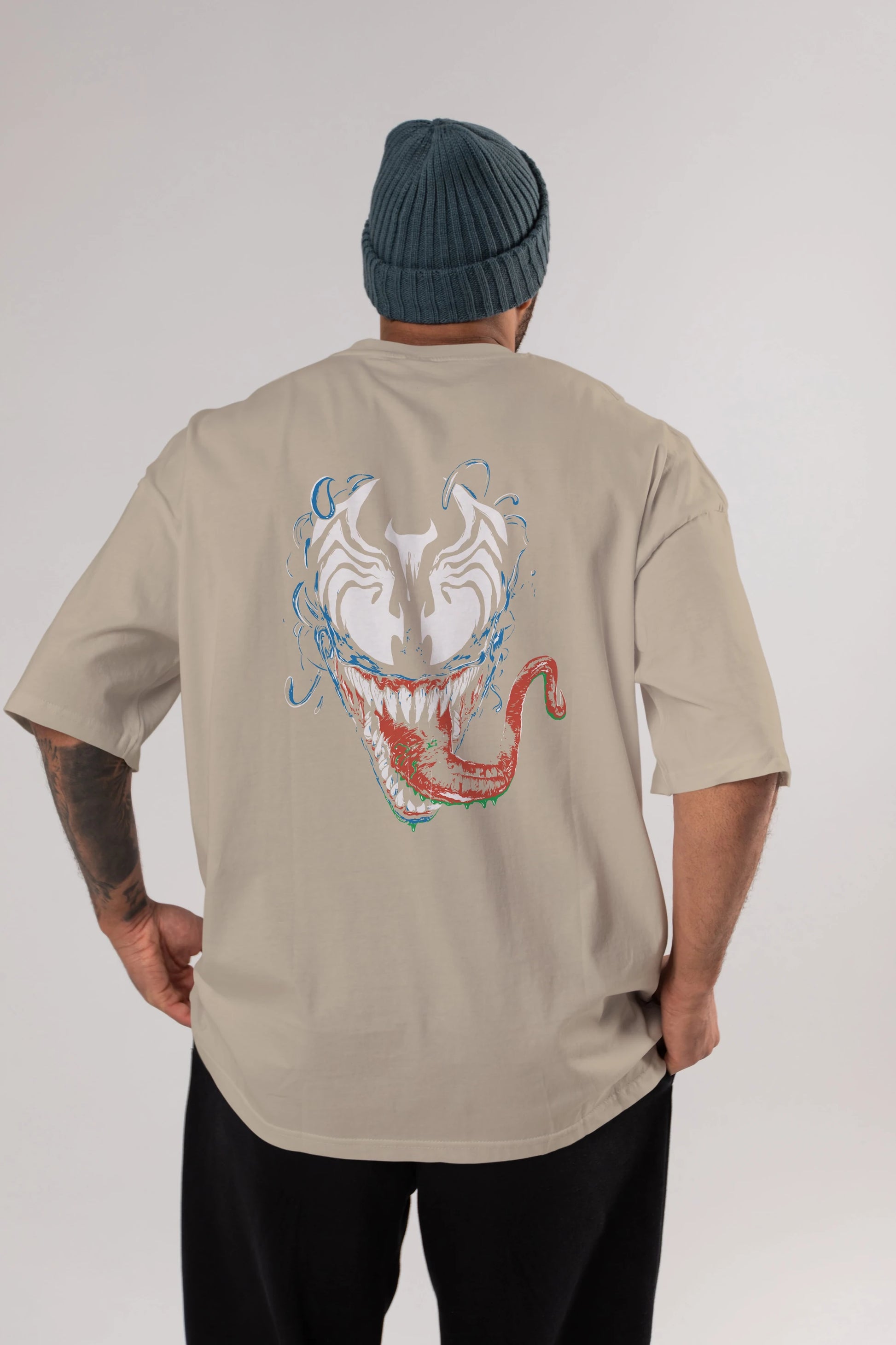 Venom (2) Arka Baskılı Oversize t-shirt Erkek Kadın Unisex %100 Pamuk Bisiklet Yaka tişort