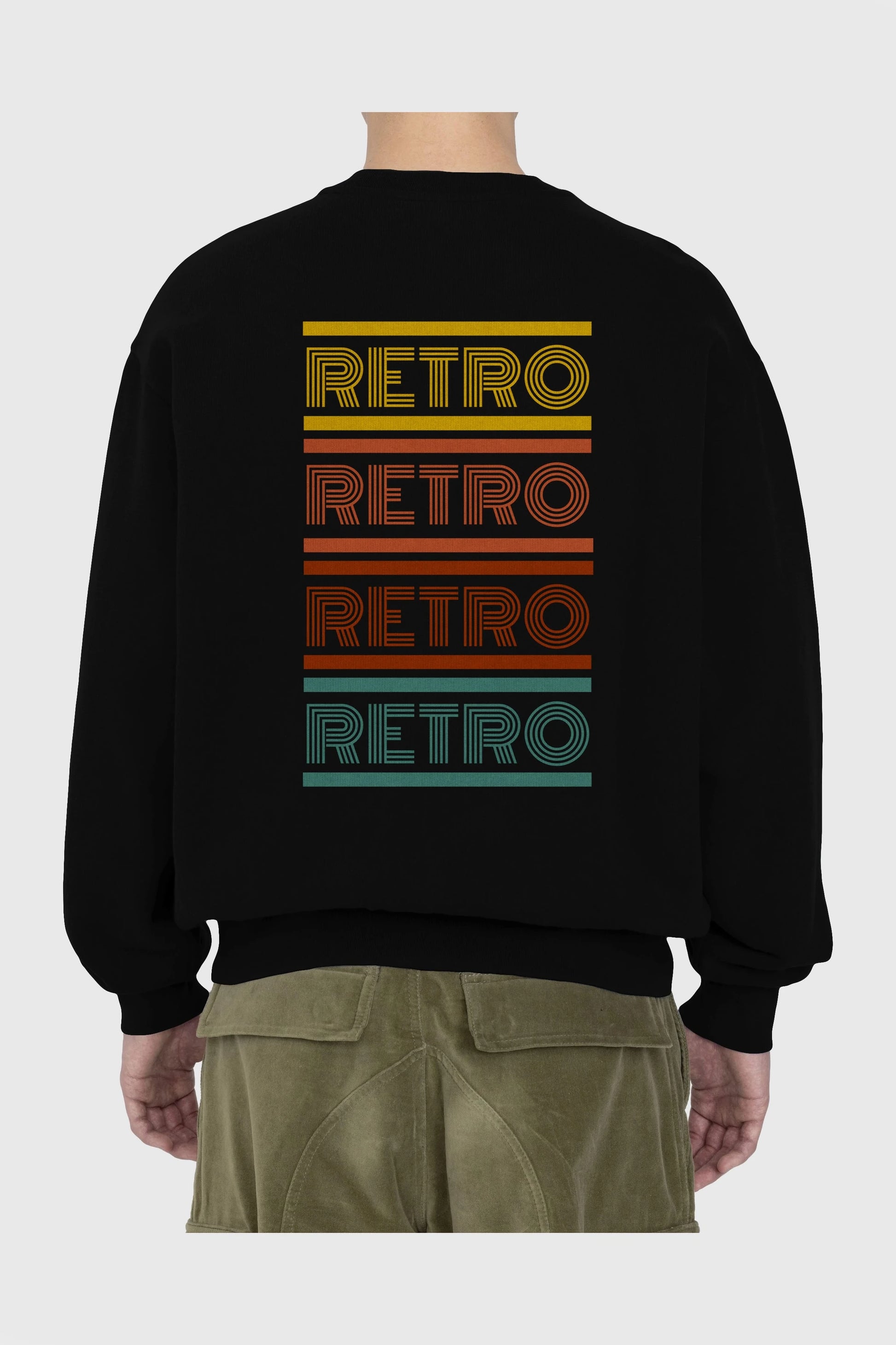 Retro Yazılı Arka Baskılı Oversize Sweatshirt Erkek Kadın Unisex