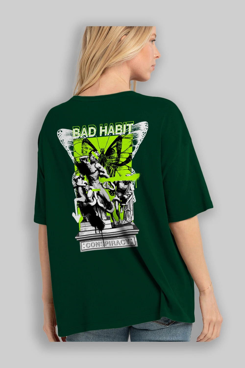 Bad Habit Arka Baskılı Oversize t-shirt Erkek Kadın Unisex