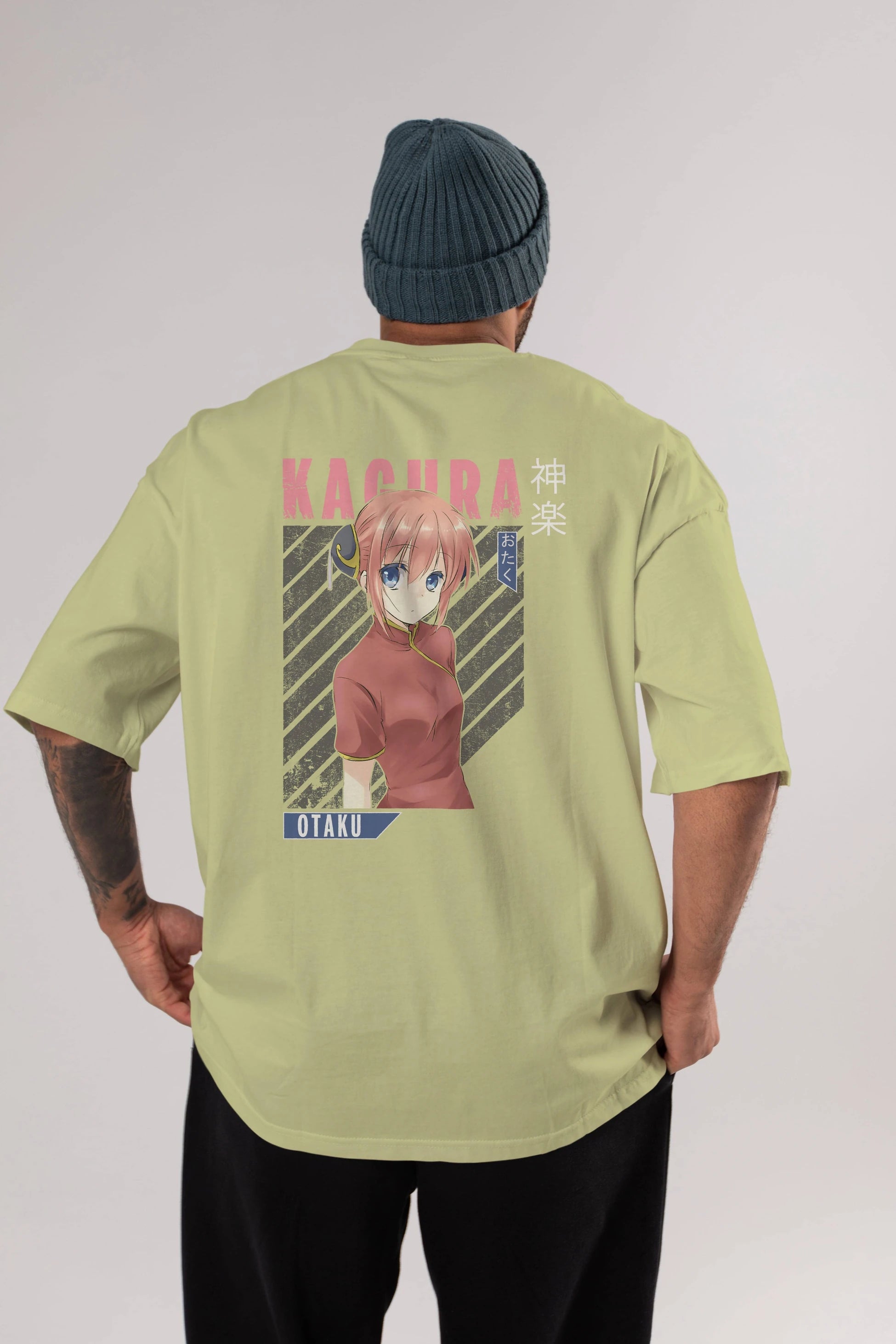 Kagura GINTAMA Anime Arka Baskılı Oversize t-shirt Erkek Kadın Unisex