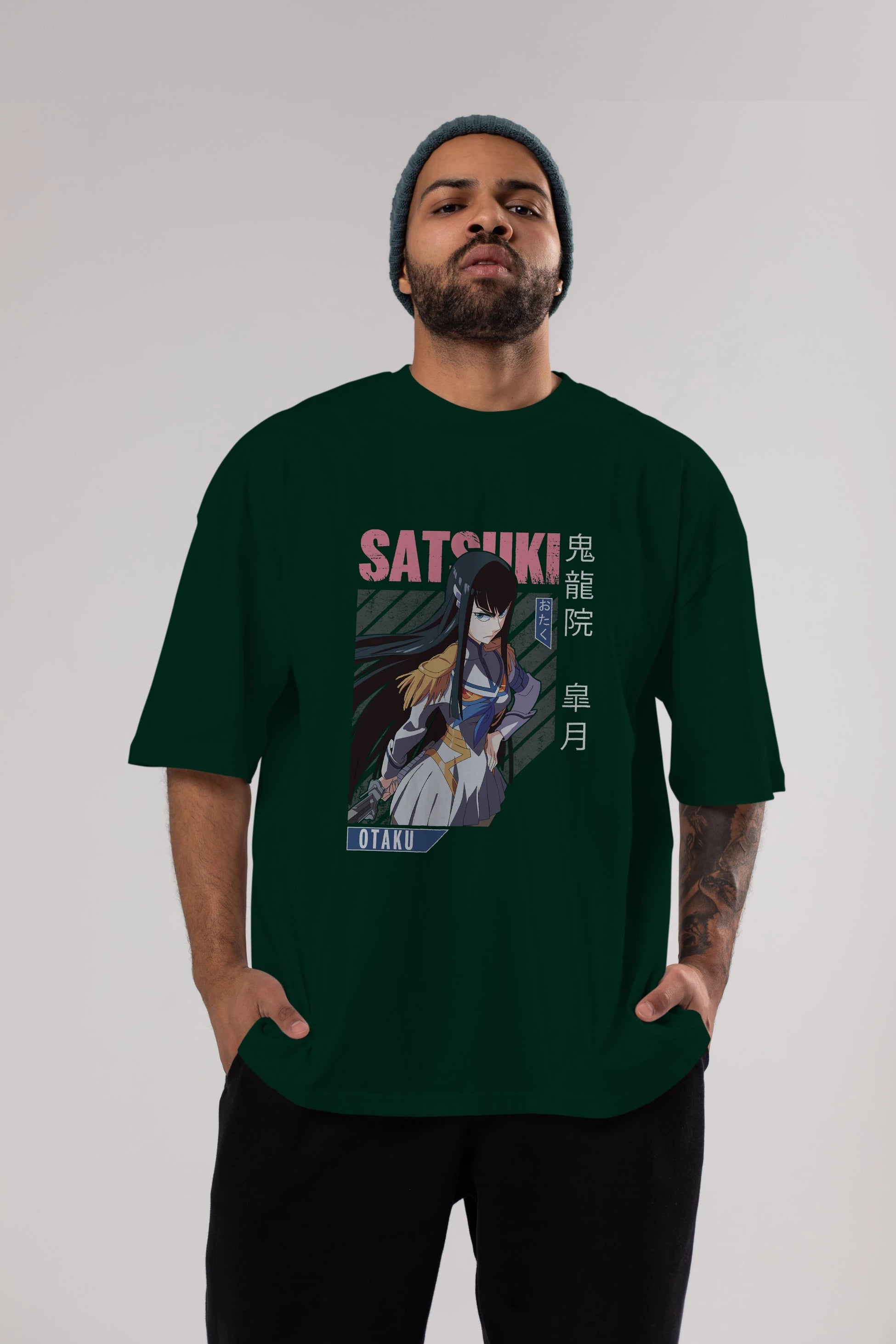 Satsuki Kiryuuin 8 Anime Ön Baskılı Oversize t-shirt %100 pamuk Erkek Kadın Unisex