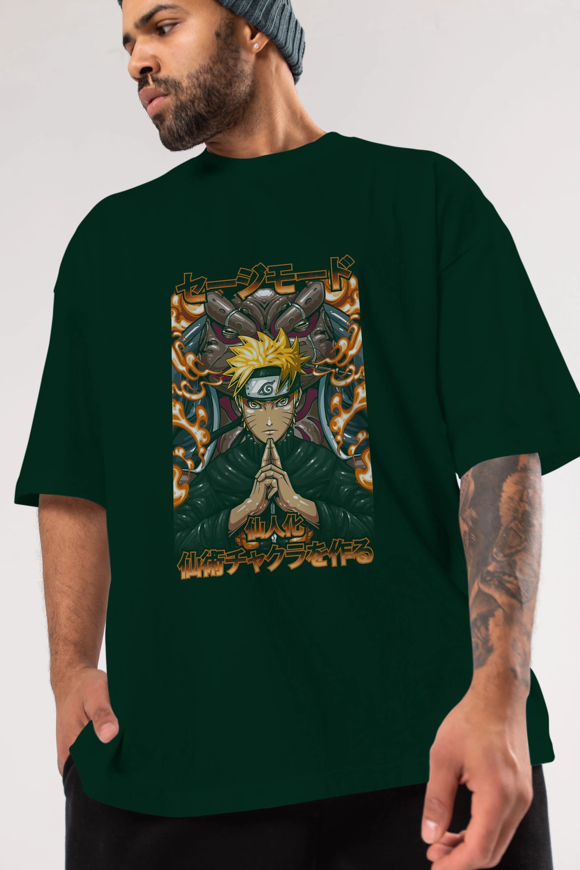 NARUTO (10) Anime Ön Baskılı Oversize t-shirt %100 pamuk Erkek Kadın Unisex