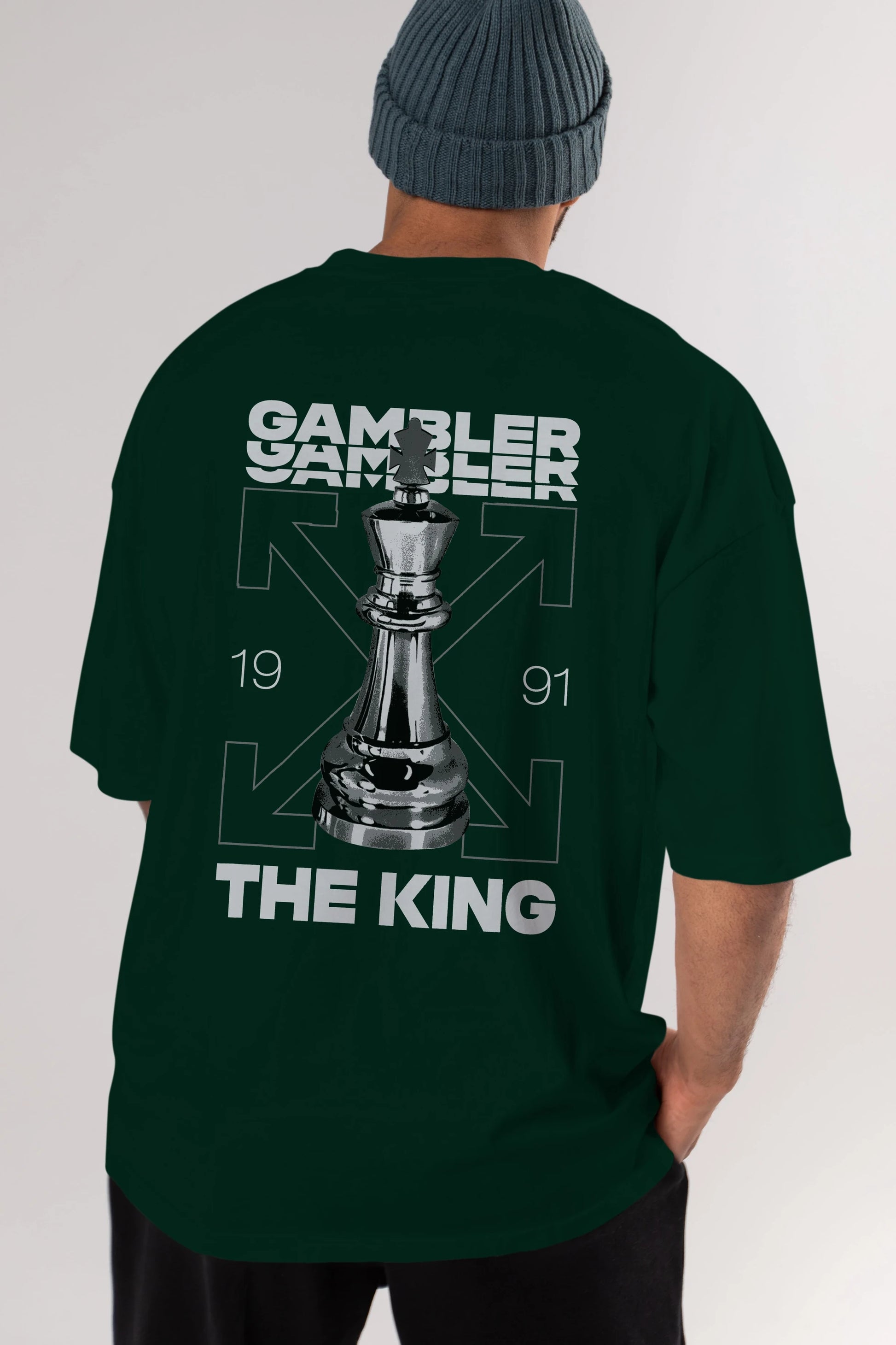 Gambler The King Arka Baskılı Oversize t-shirt Erkek Kadın Unisex