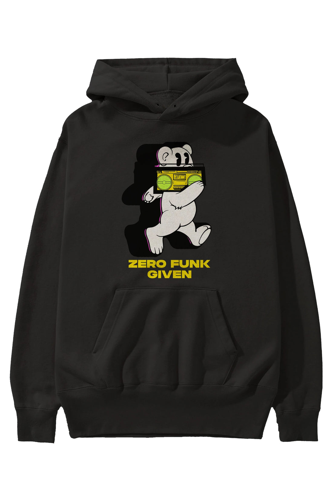 Zero Funk Given Bear Ön Baskılı Hoodie Oversize Kapüşonlu Sweatshirt Erkek Kadın Unisex