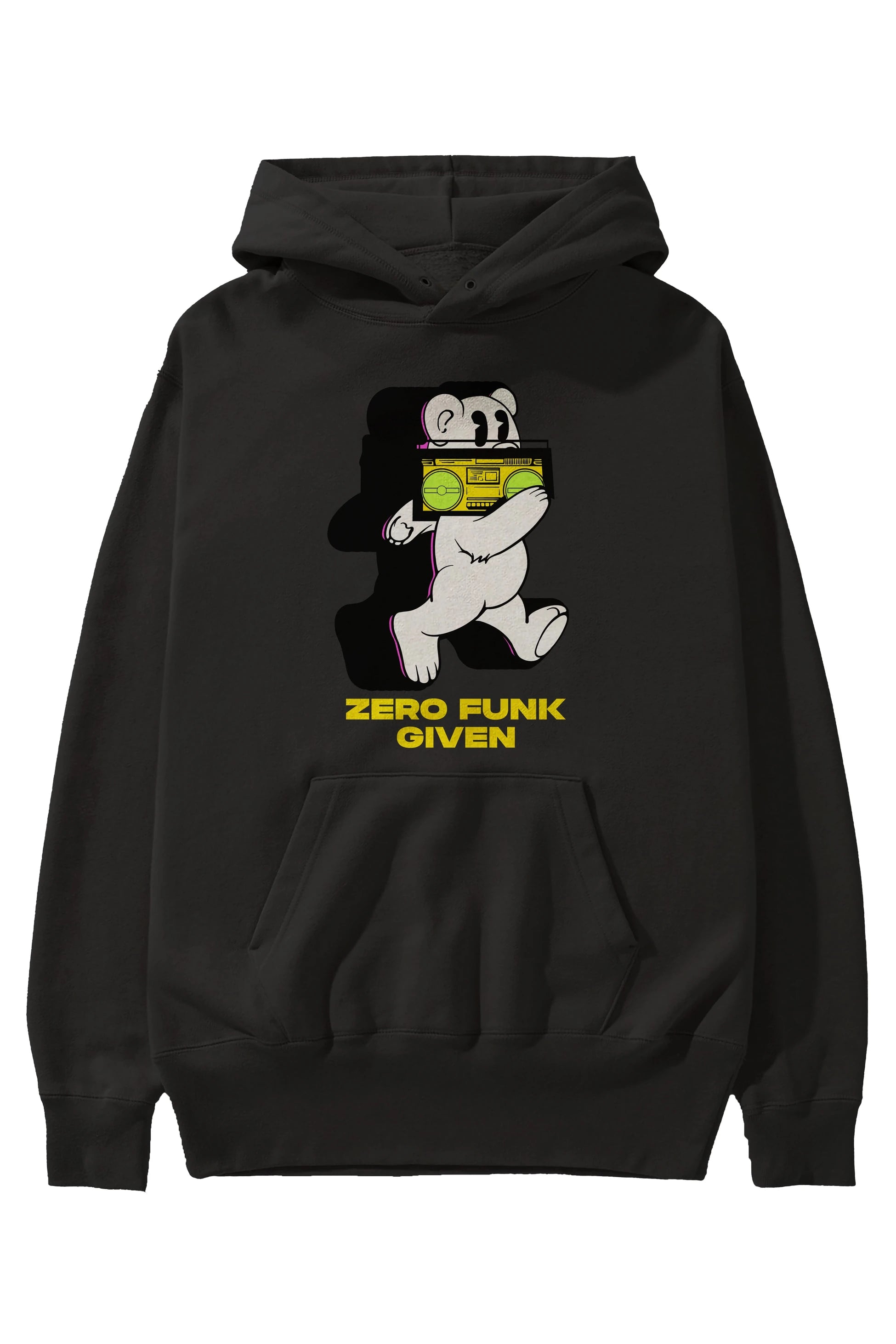 Zero Funk Given Bear Ön Baskılı Hoodie Oversize Kapüşonlu Sweatshirt Erkek Kadın Unisex