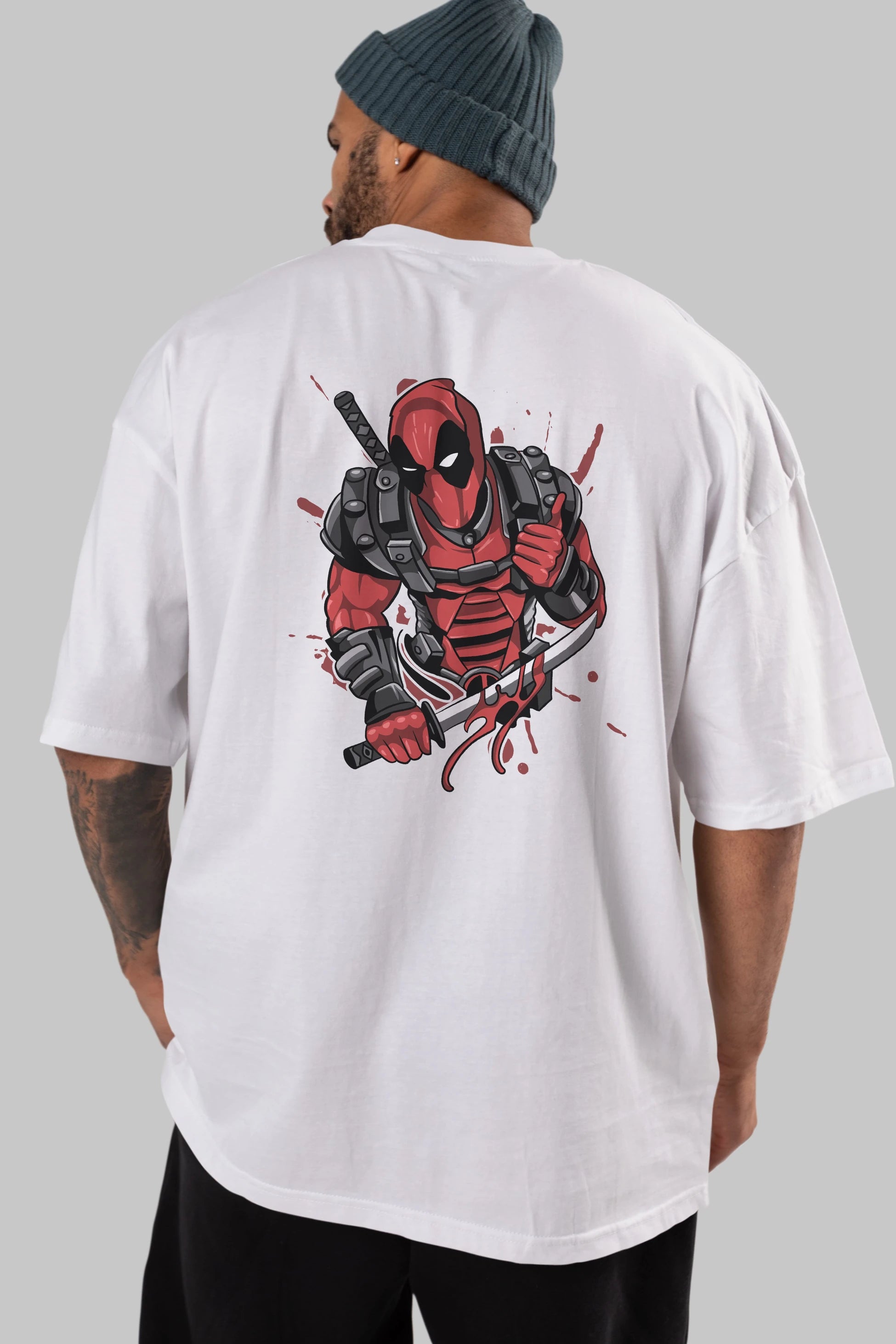 Deadpool (12) Arka Baskılı Oversize t-shirt Erkek Kadın Unisex %100 Pamuk Bisiklet Yaka tişort