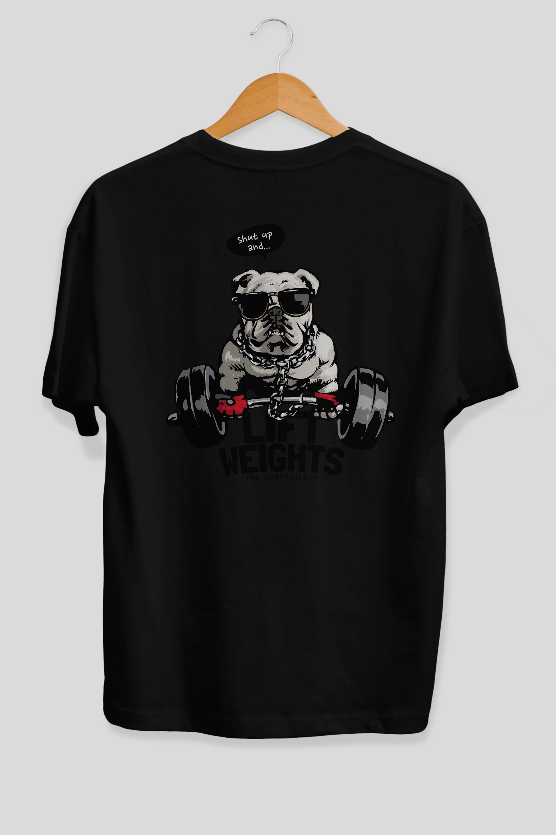 Teddy Bear Lift Weights Arka Baskılı Oversize t-shirt Erkek Kadın Unisex %100 Pamuk