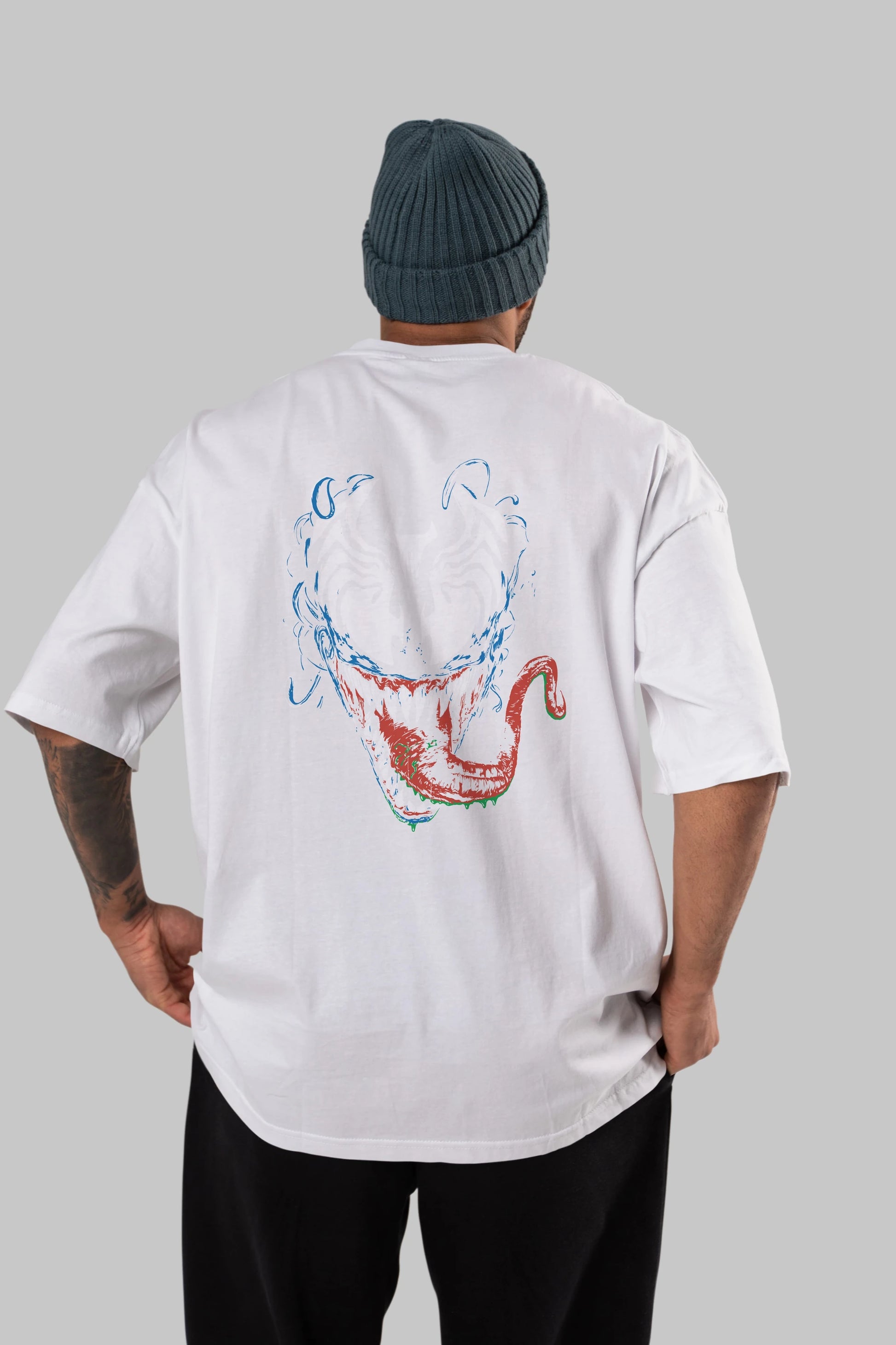 Venom (2) Arka Baskılı Oversize t-shirt Erkek Kadın Unisex %100 Pamuk Bisiklet Yaka tişort