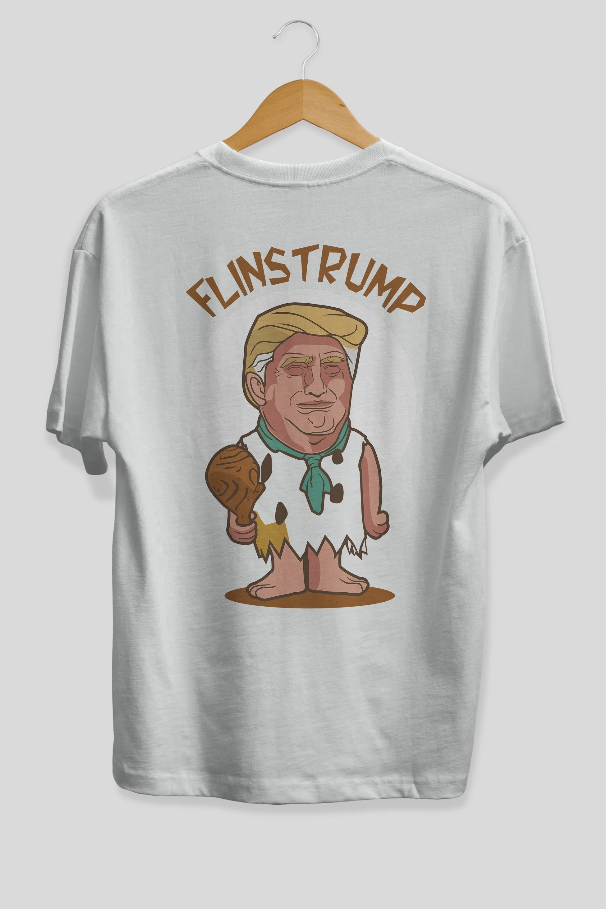 Flinstrump Arka Baskılı Oversize t-shirt Erkek Kadın Unisex %100 Pamuk tişort