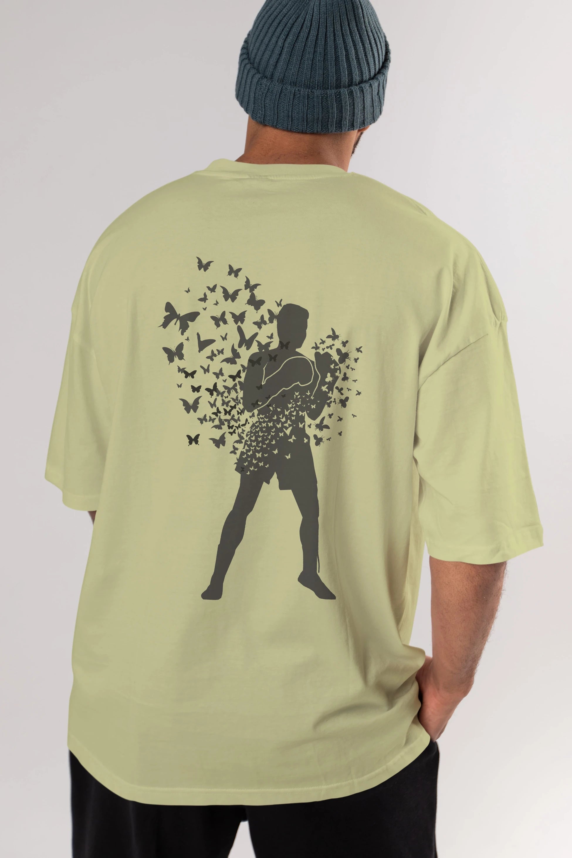 Float Like Butterfly Sting Like Bee Arka Baskılı Oversize t-shirt %100 pamuk Erkek Kadın Unisex