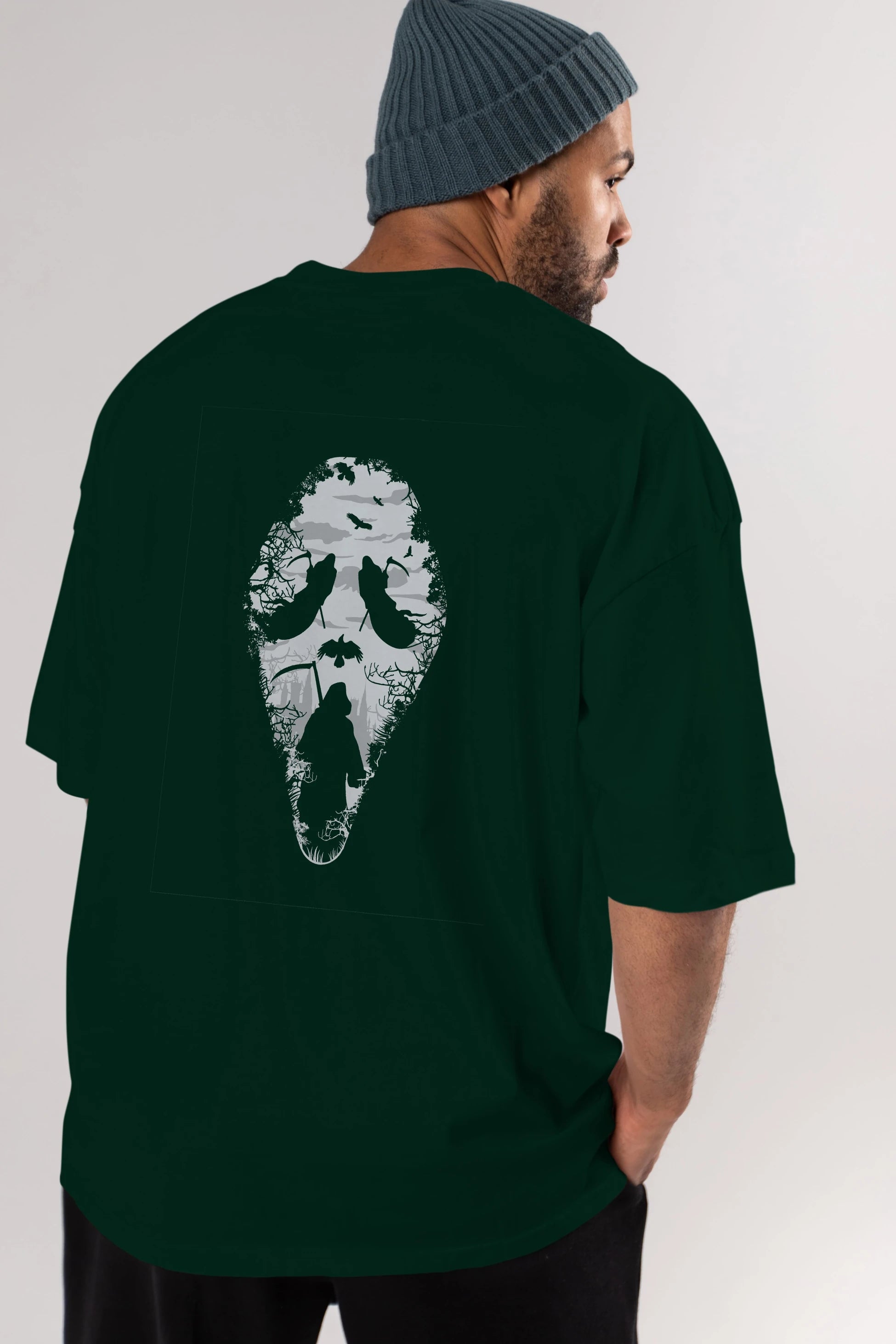 Reaper Scream Arka Baskılı Oversize t-shirt %100 pamuk Erkek Kadın Unisex