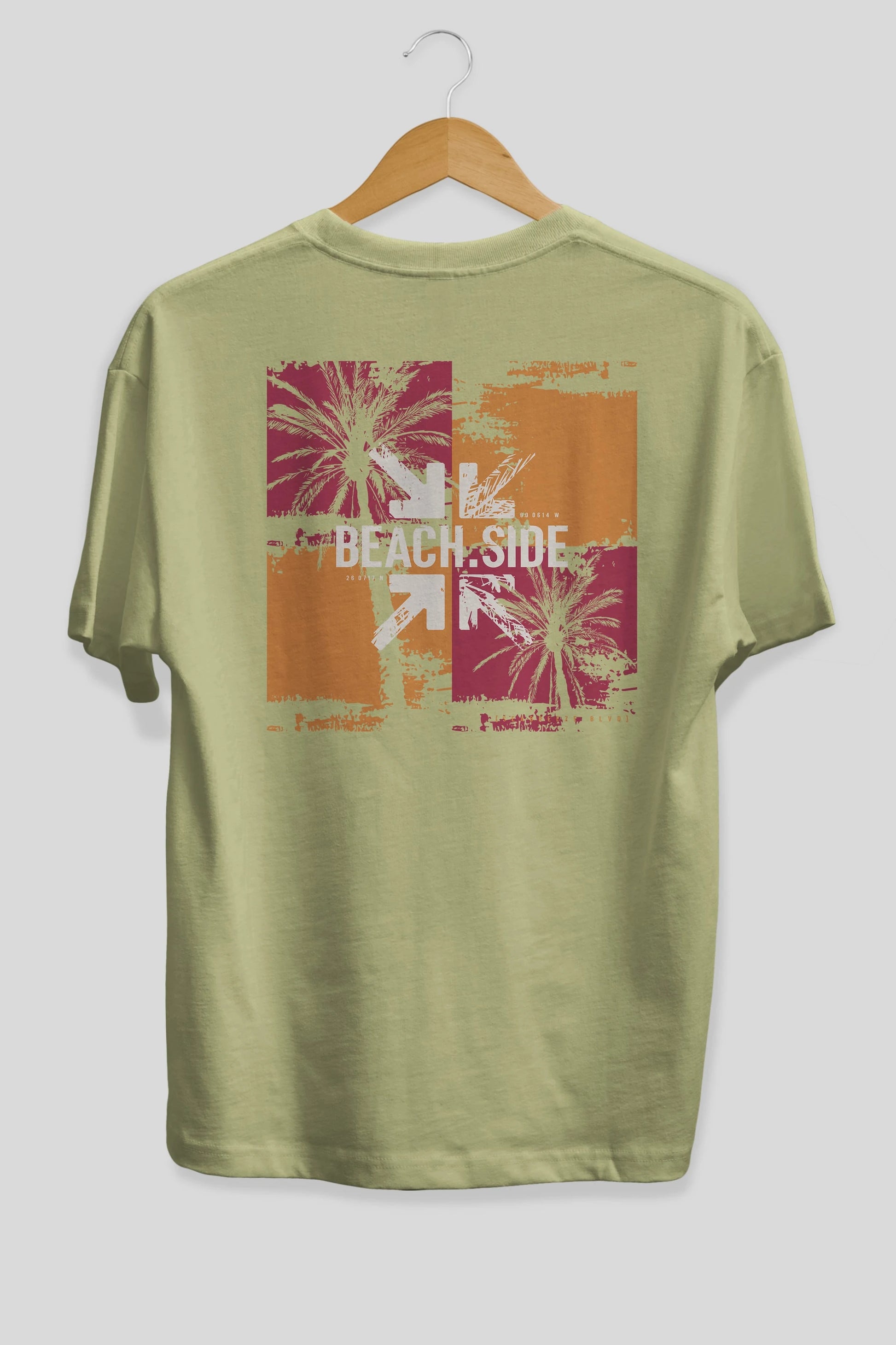 Beach Side Arka Baskılı Oversize t-shirt Erkek Kadın Unisex