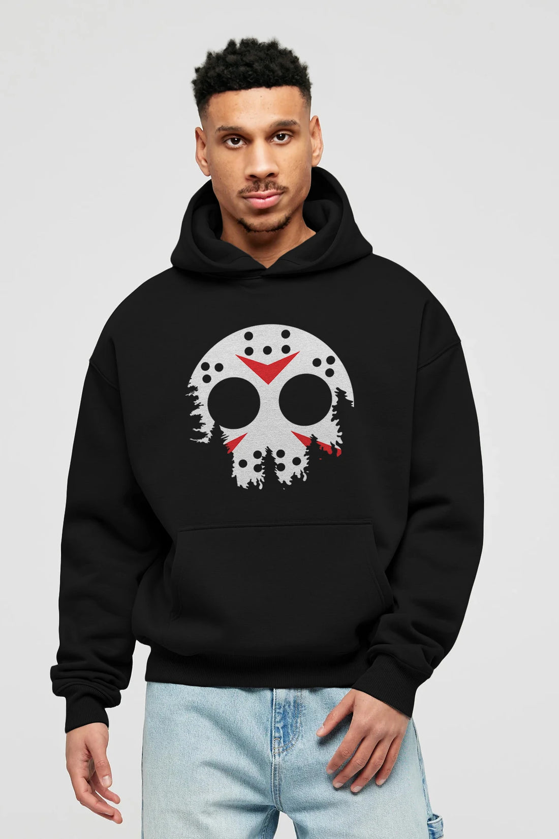 Jason Moon Ön Baskılı Hoodie Oversize Kapüşonlu Sweatshirt Erkek Kadın Unisex