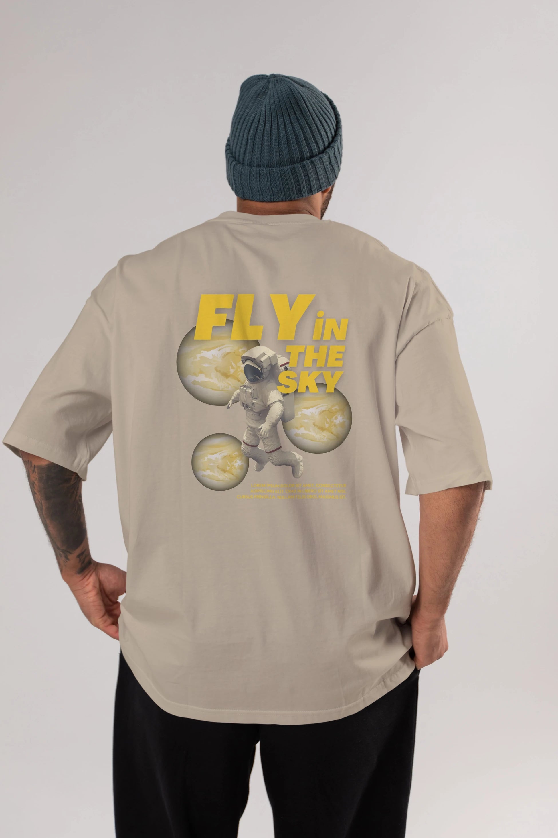 Fly in The Sky Arka Baskılı Oversize t-shirt Erkek Kadın Unisex