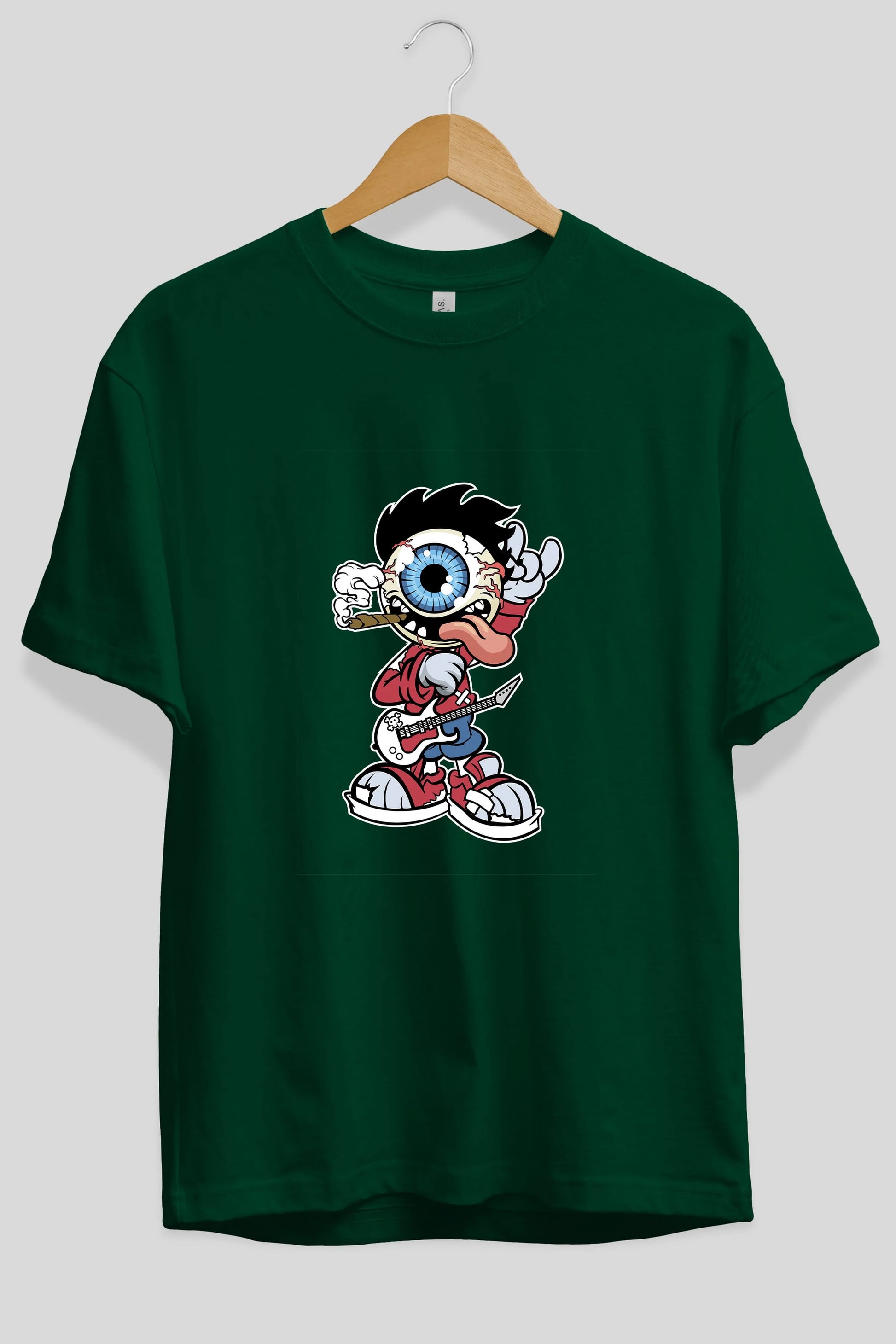 Eyeball Rockstar Ön Baskılı Oversize t-shirt Erkek Kadın Unisex %100 Pamuk tişort