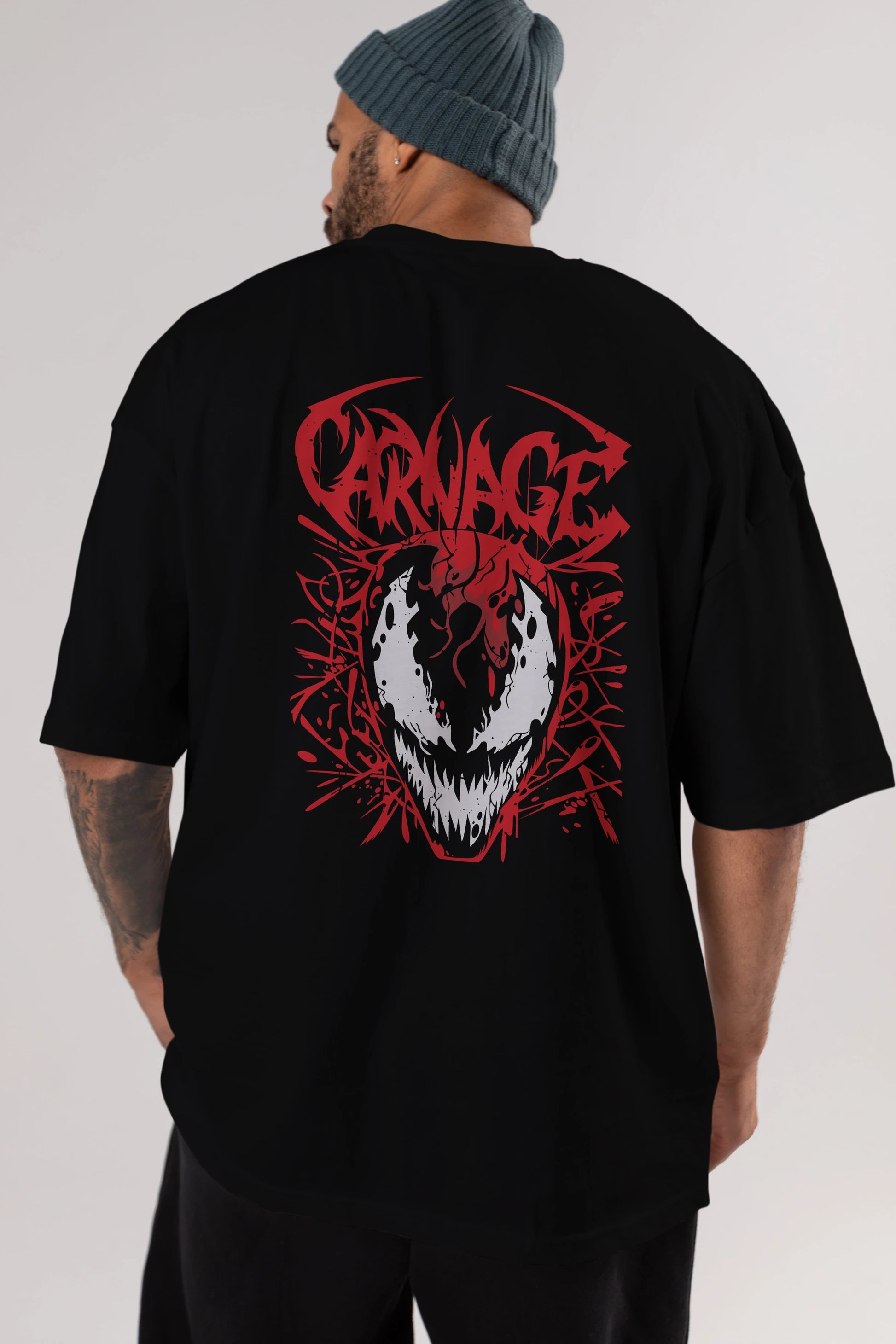 Venom (22) Arka Baskılı Oversize t-shirt Erkek Kadın Unisex %100 Pamuk Bisiklet Yaka tişort