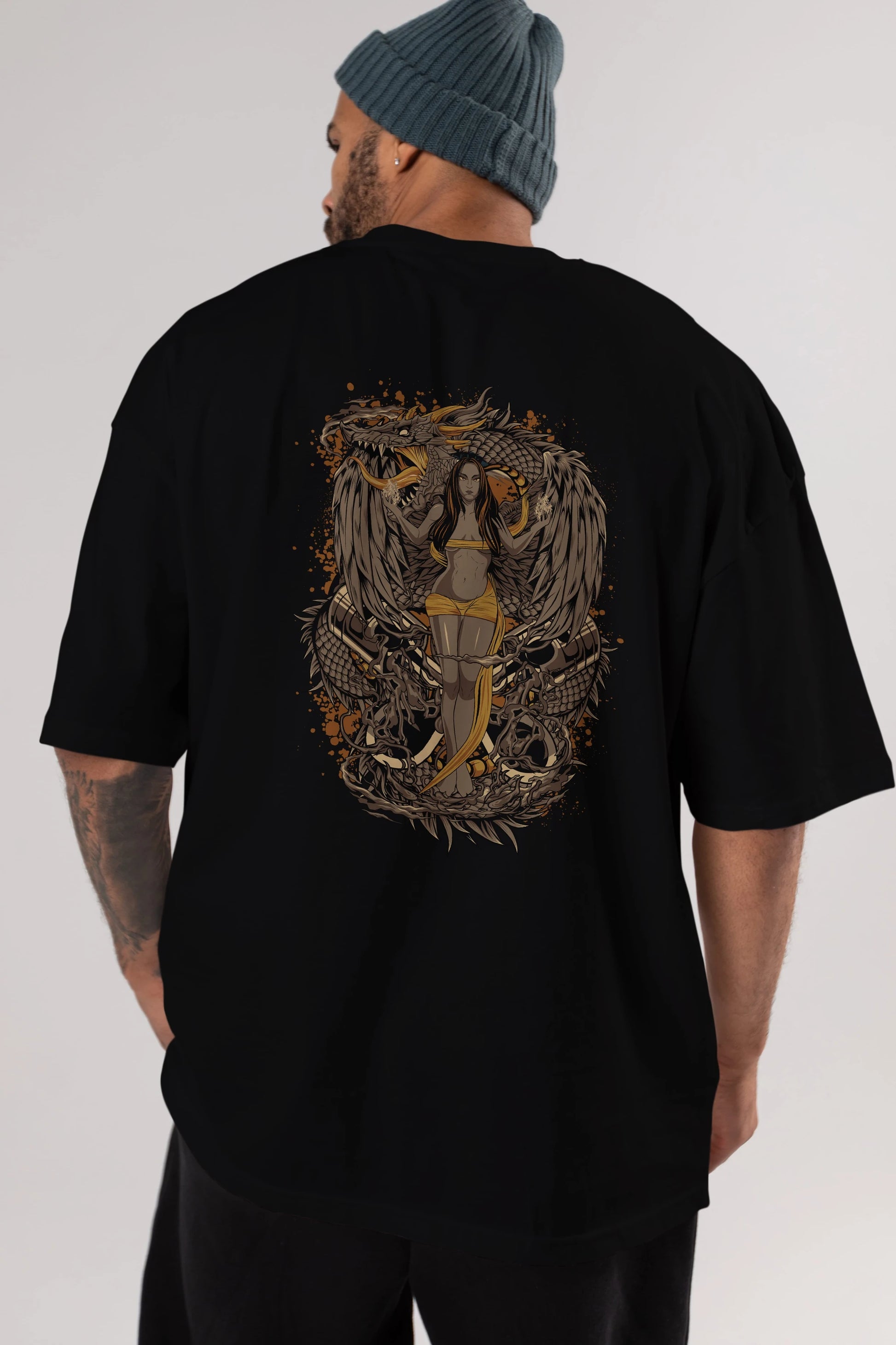 TRIBAL (3) Anime Arka Baskılı Oversize t-shirt Erkek Kadın Unisex