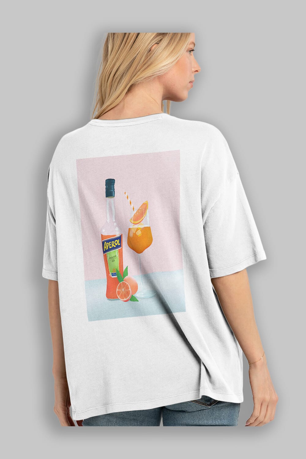 Aperol Spritz 3 Arka Baskılı Oversize t-shirt Erkek Kadın Unisex %100 Pamuk Bisiklet Yaka tişort