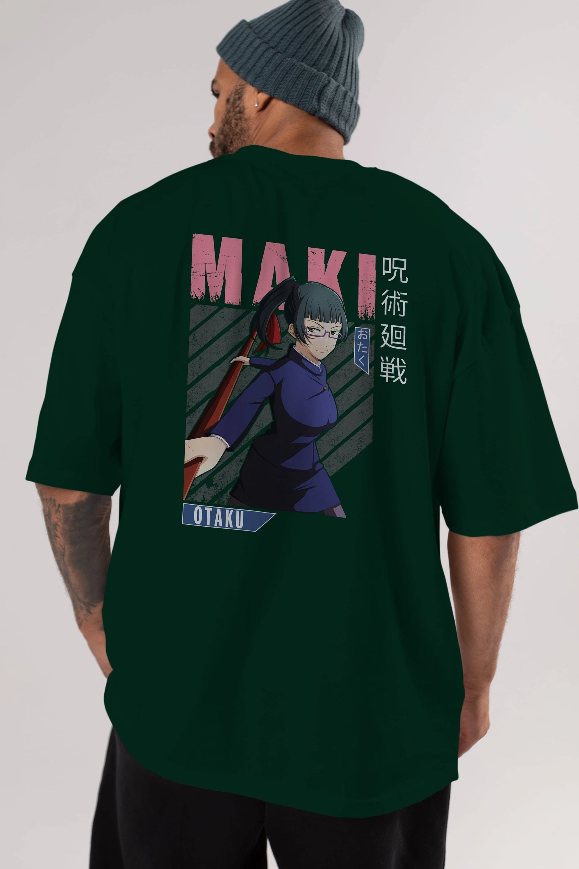 Maki Zenin CHAINSAWMAN Anime Arka Baskılı Oversize t-shirt Erkek Kadın Unisex