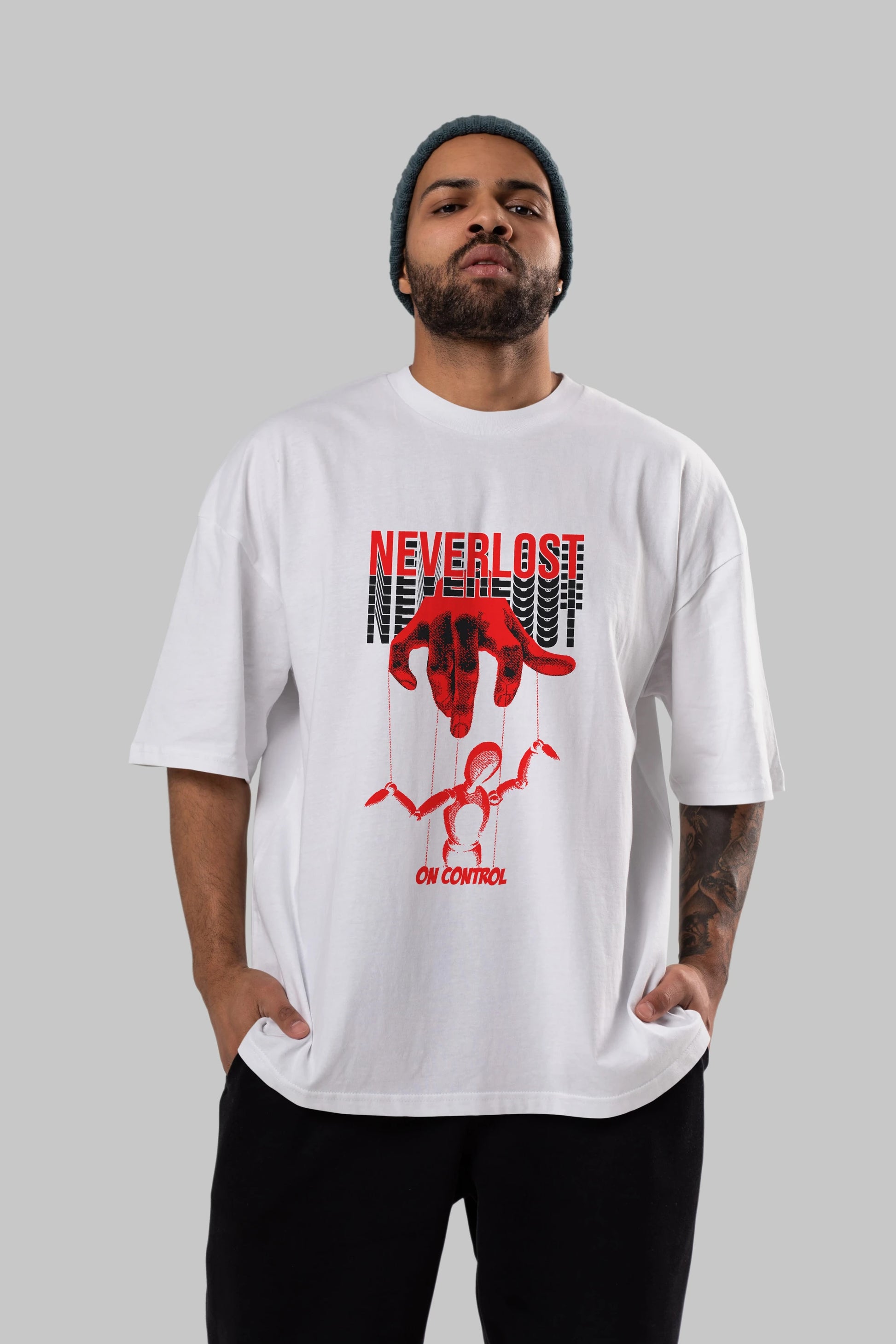 Neverlost on Control Ön Baskılı Oversize t-shirt Erkek Kadın Unisex