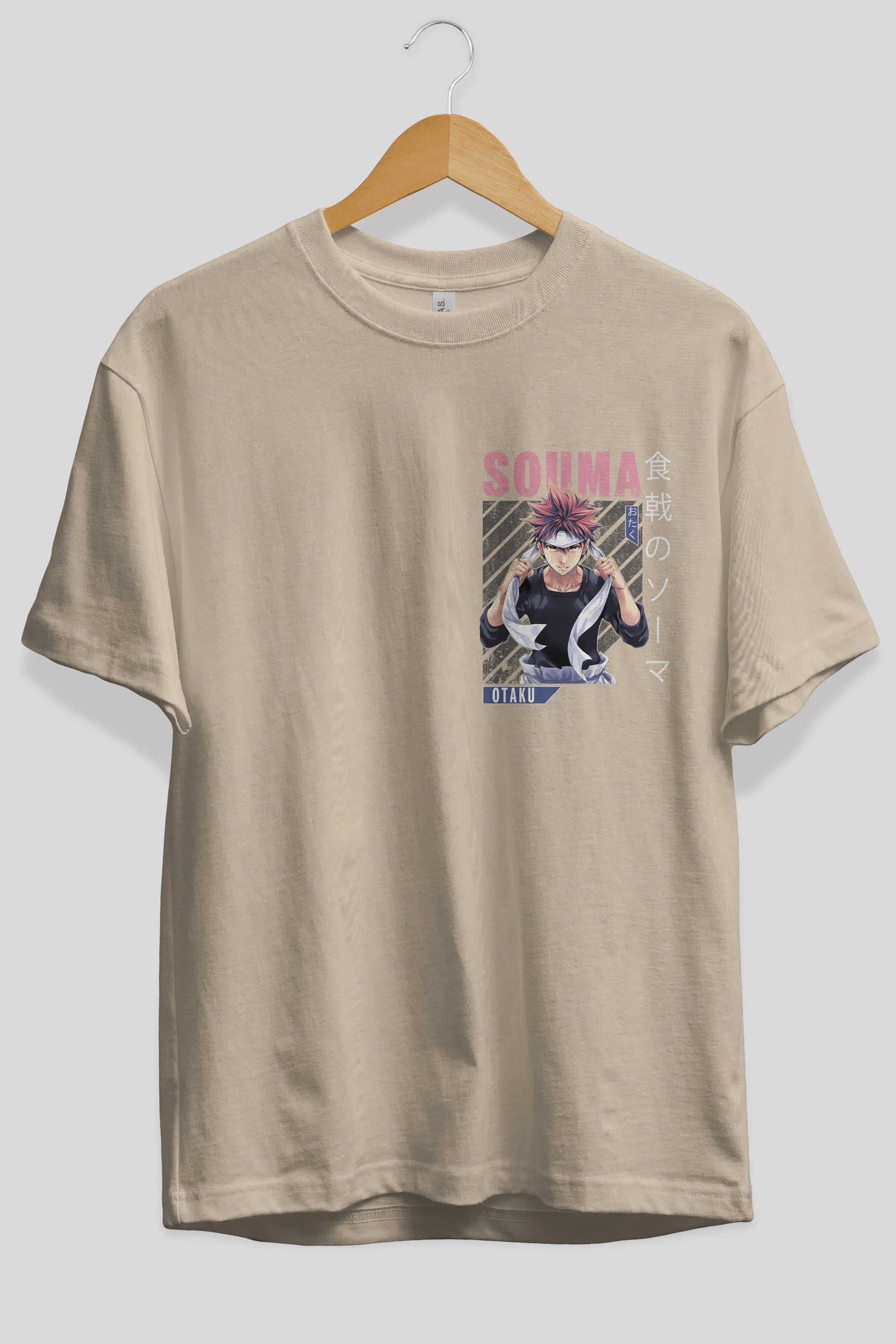 Souma Yukihira 8 Ön Sol Baskılı Oversize t-shirt Erkek Kadın Unisex %100 Pamuk Bisiklet Yaka tişort