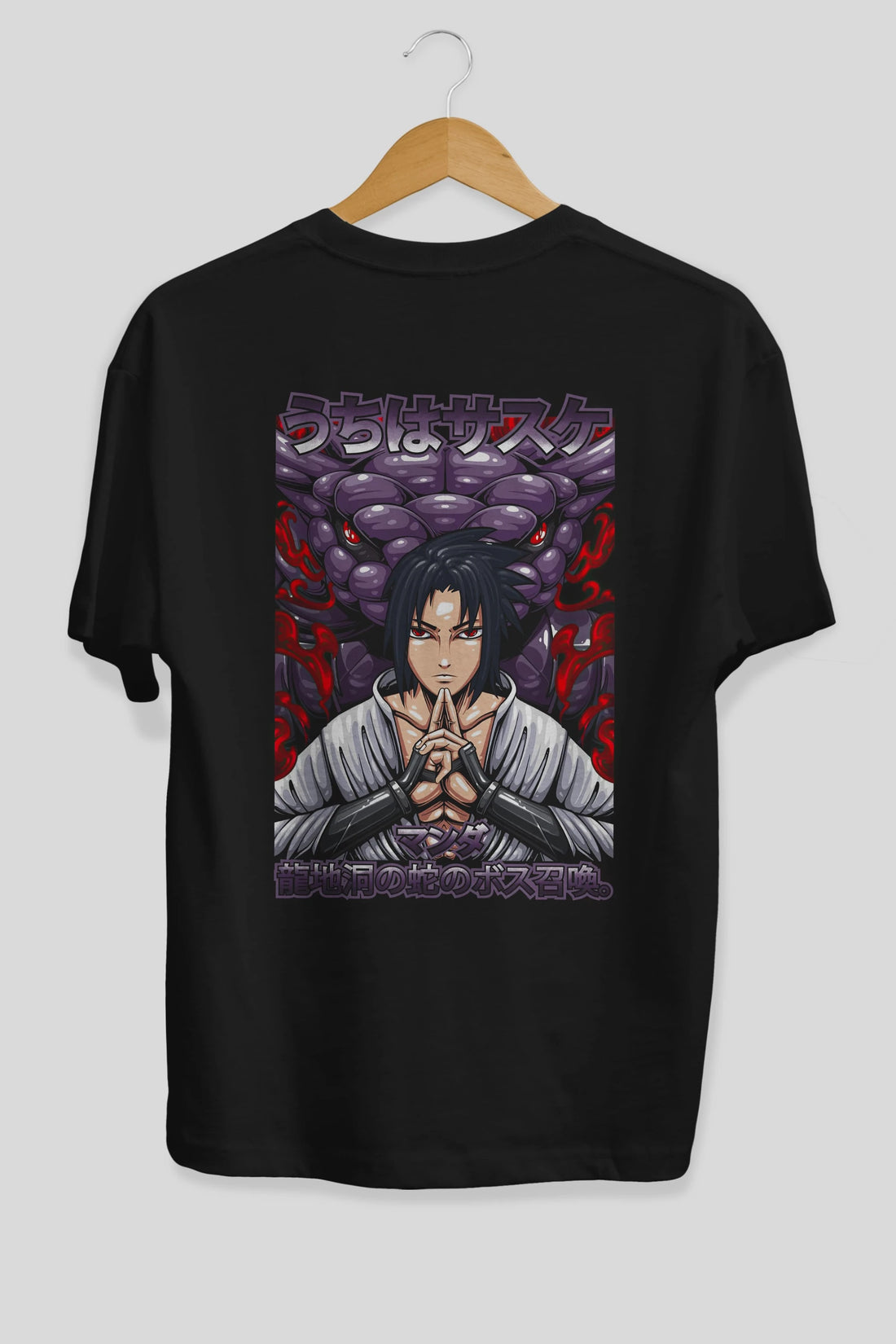 NARUTO SASUKE UCHIHA Anime Arka Baskılı Oversize t-shirt Erkek Kadın Unisex