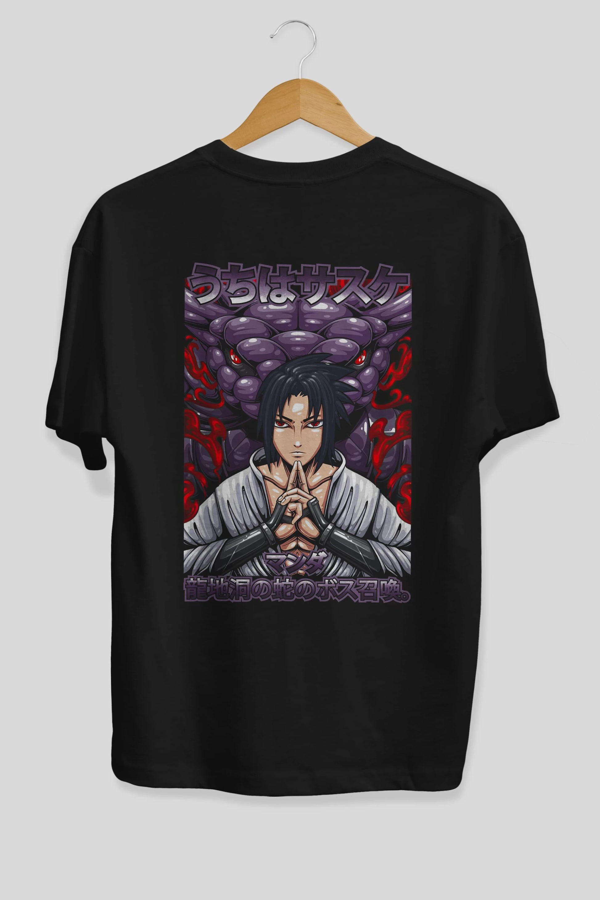 NARUTO SASUKE UCHIHA Anime Arka Baskılı Oversize t-shirt Erkek Kadın Unisex