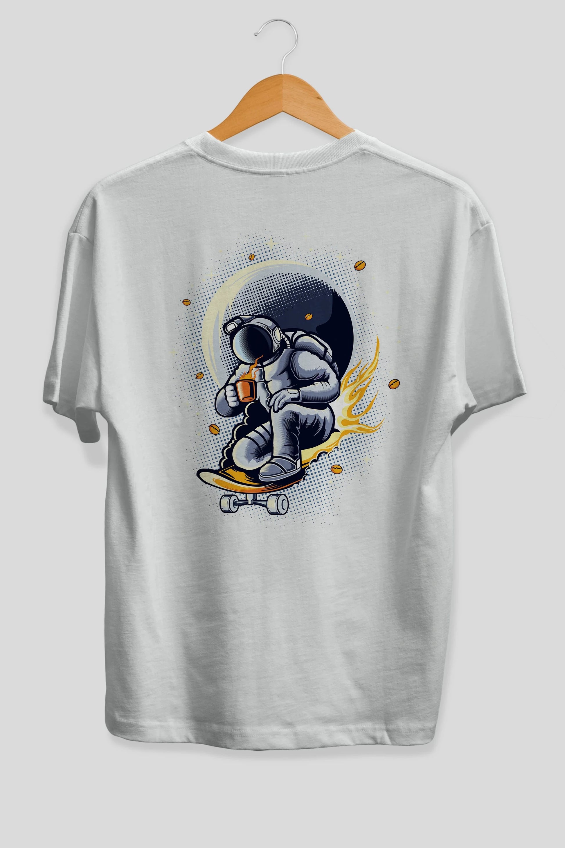 Astro Coffee Addict Arka Baskılı Oversize t-shirt Erkek Kadın Unisex