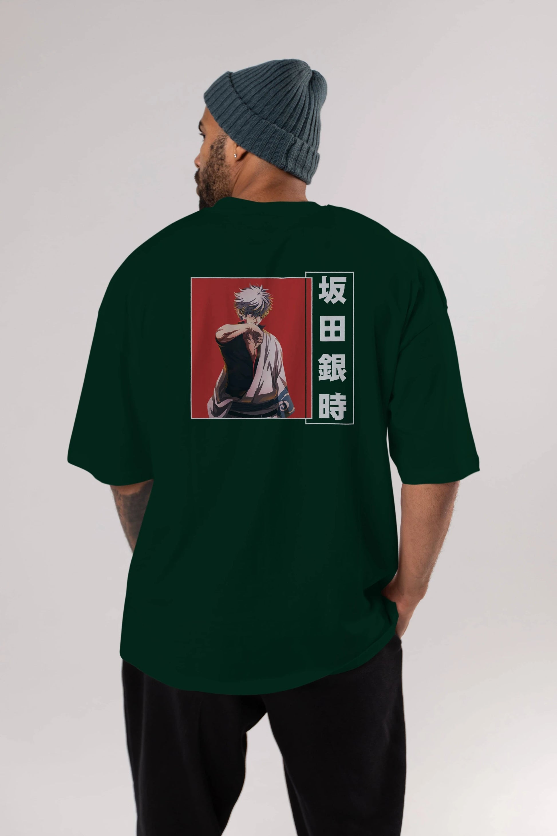 Gintoki Sakata GINTAMA 1 Anime Arka Baskılı Oversize t-shirt Erkek Kadın Unisex