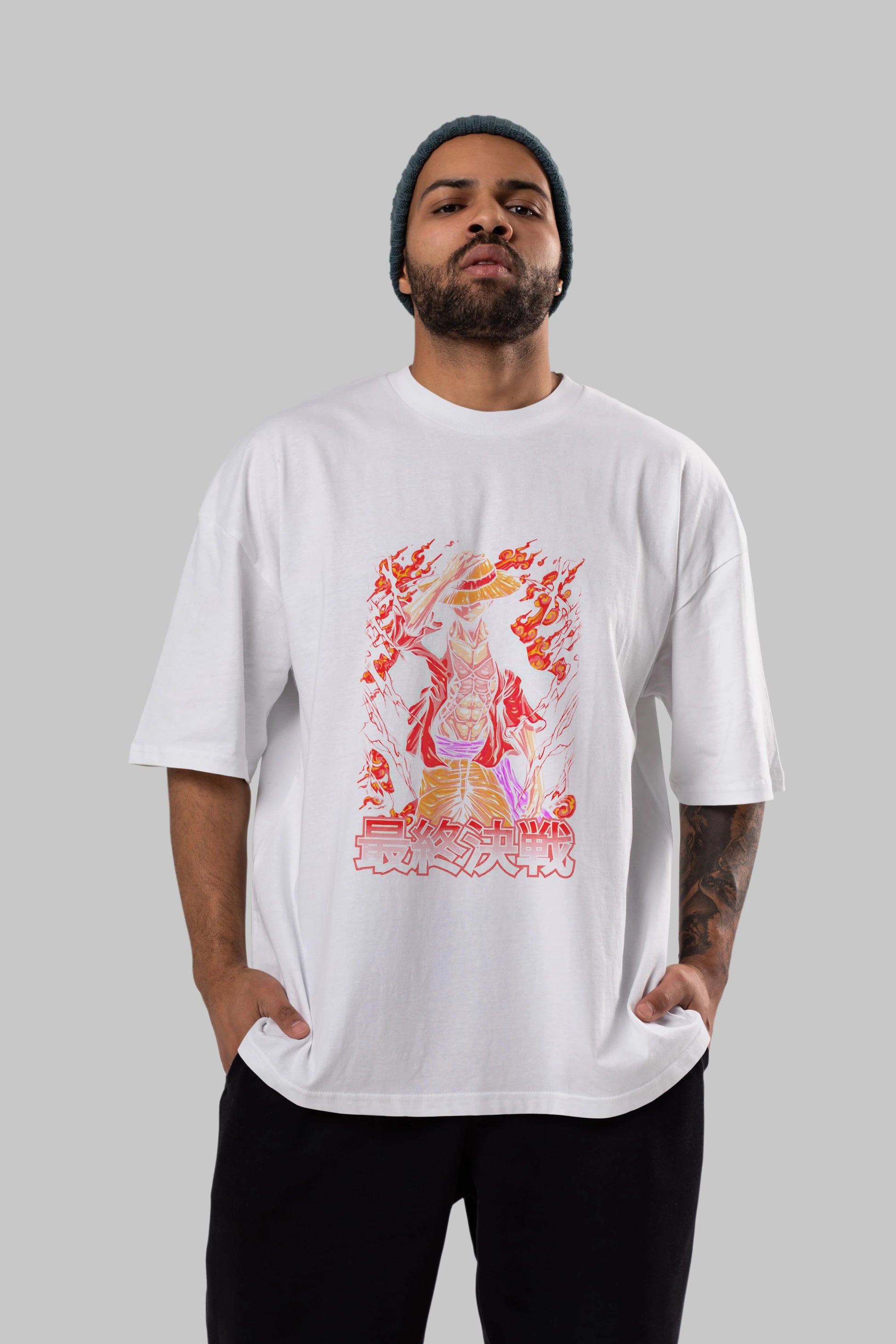 MONKEY D. LUFFY (3) Anime Ön Baskılı Oversize t-shirt %100 pamuk Erkek Kadın Unisex