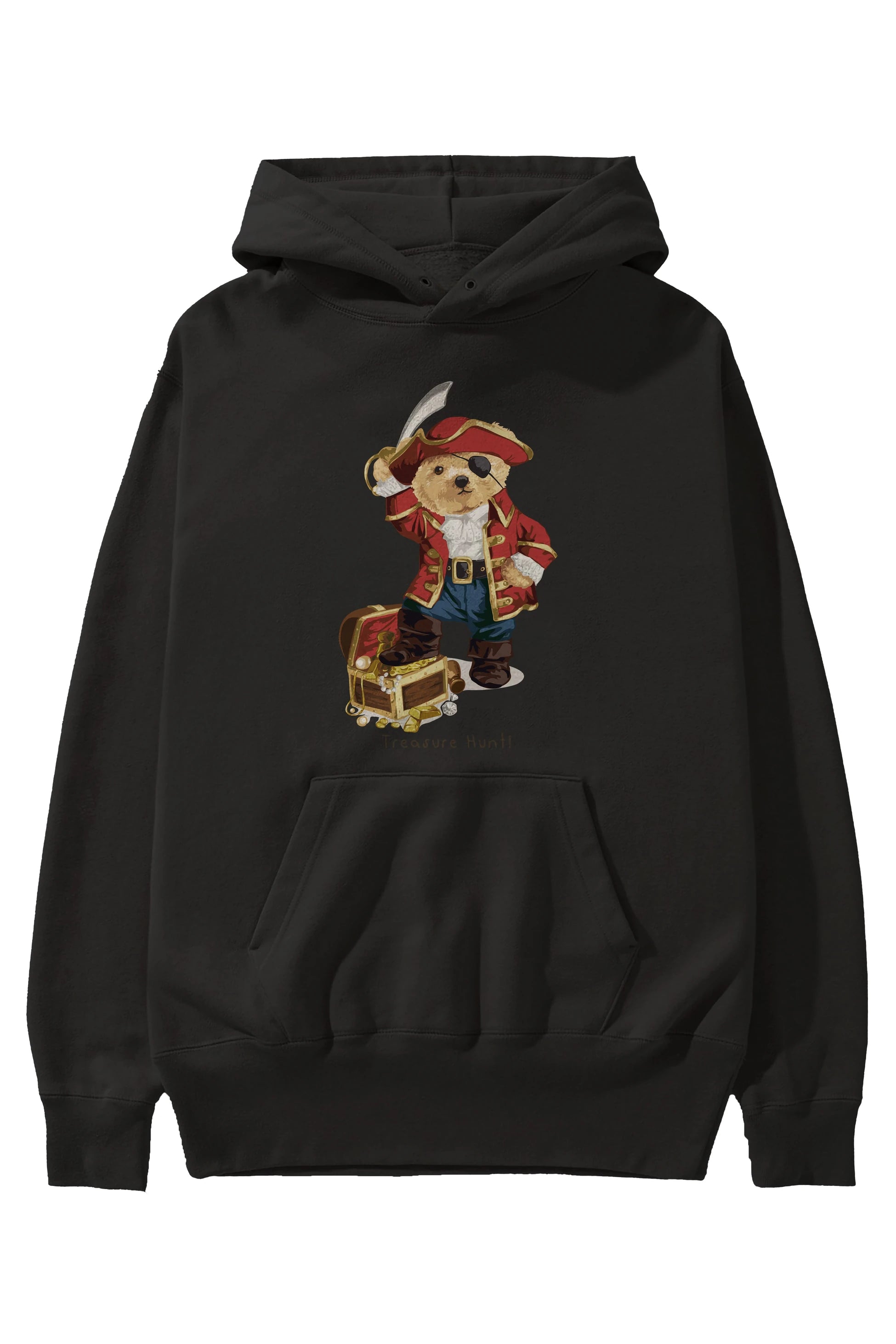 Teddy Bear Treasure Hunt Ön Baskılı Hoodie Oversize Kapüşonlu Sweatshirt Erkek Kadın Unisex