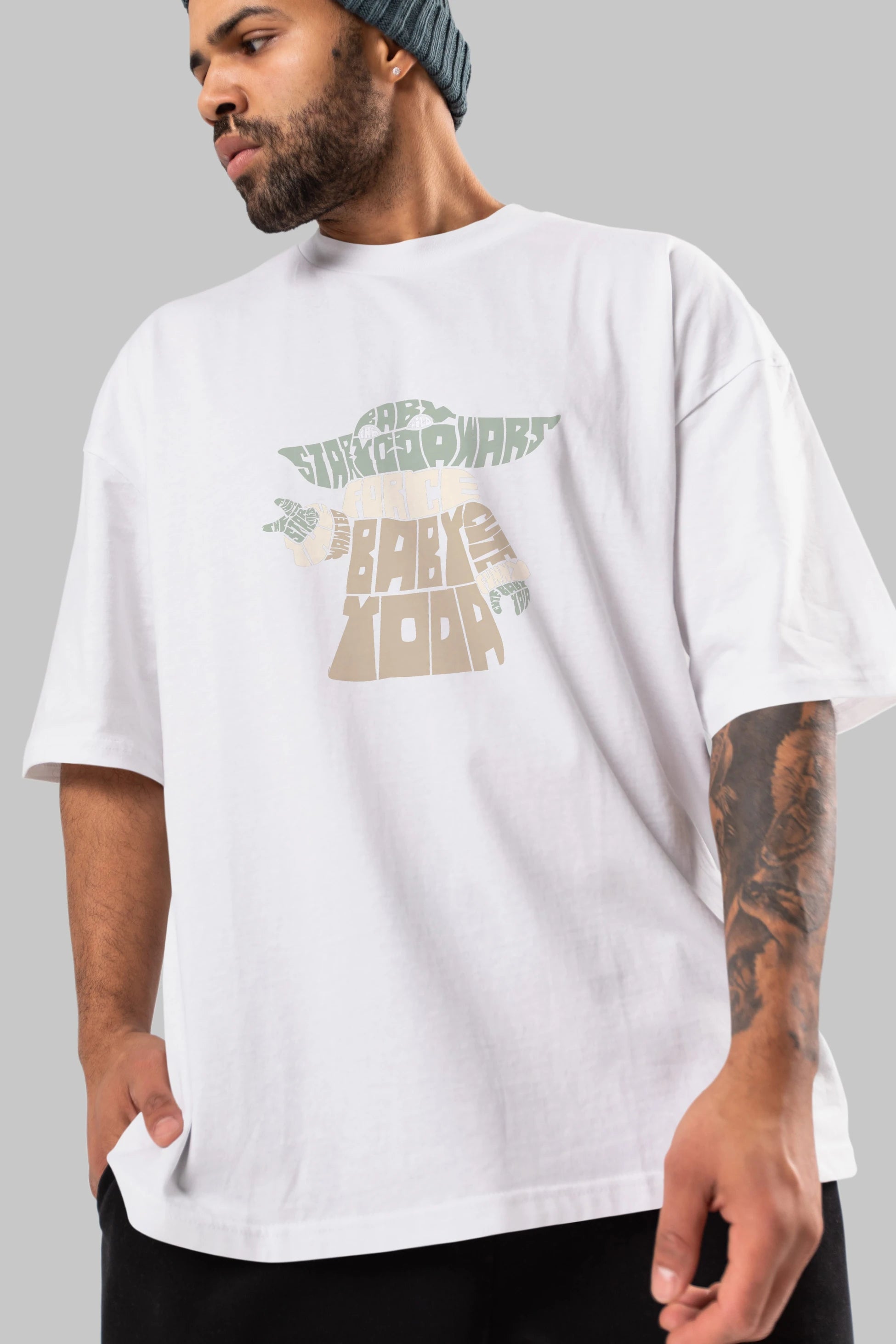 Baby Yoda Ön Baskılı Oversize t-shirt %100 pamuk Erkek Kadın Unisex