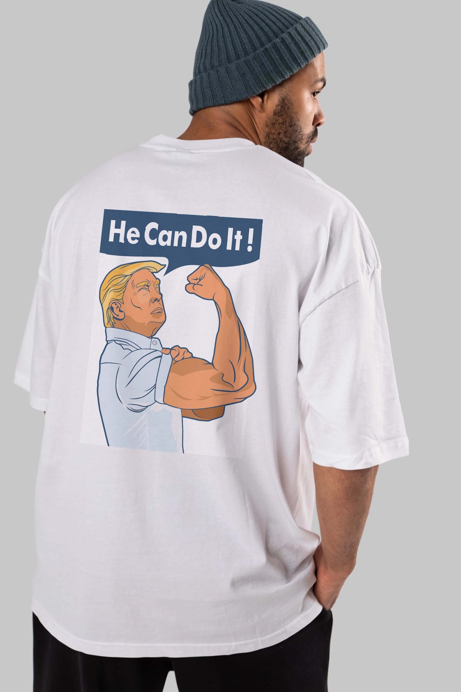 He Can Do It Trump Arka Baskılı Oversize t-shirt Erkek Kadın Unisex %100 Pamuk tişort