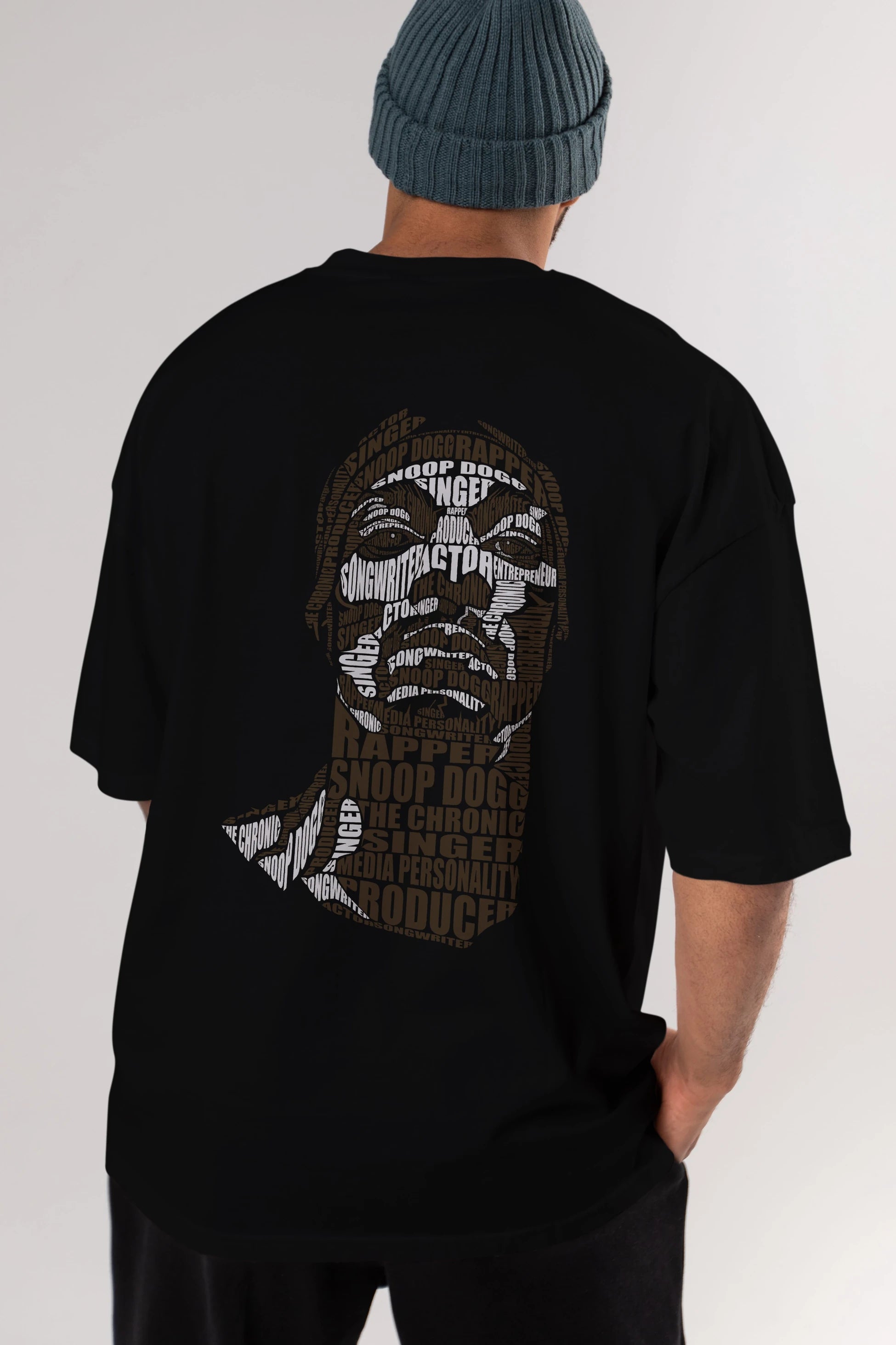 Snoop Dogg Calligram Arka Baskılı Oversize t-shirt %100 pamuk Erkek Kadın Unisex