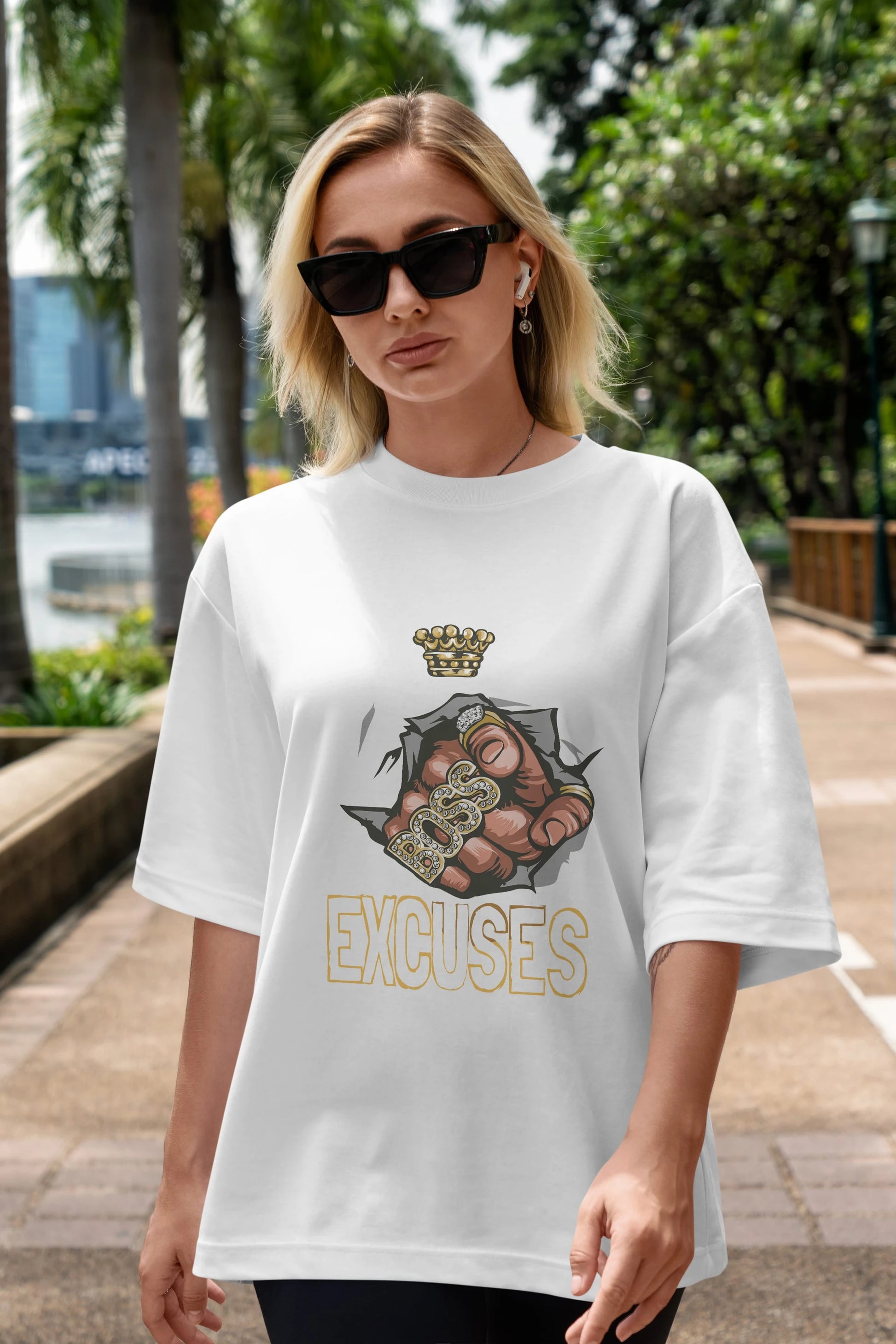 No Excuses Ön Baskılı Oversize t-shirt Erkek Kadın Unisex
