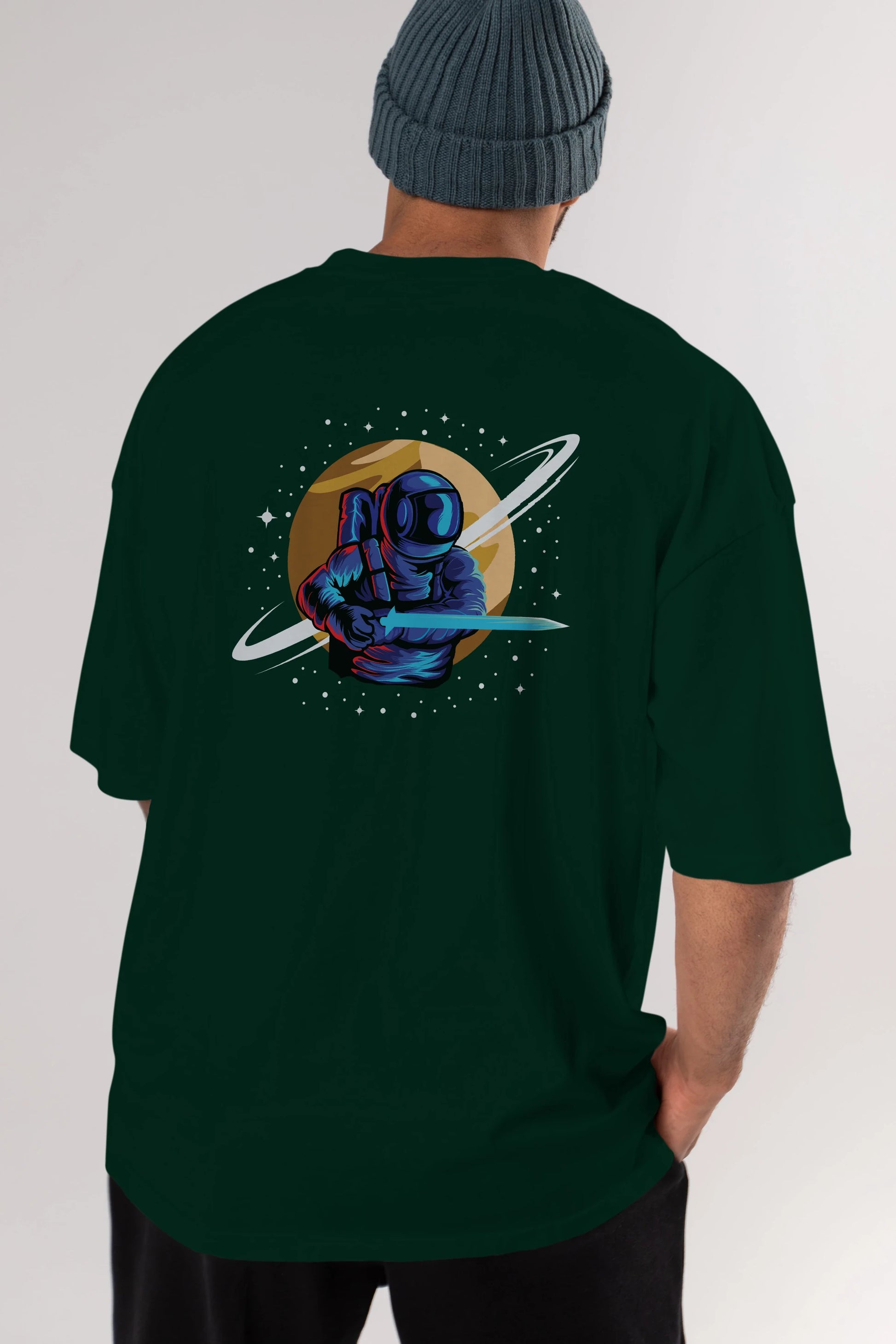 Astro Knight Arka Baskılı Oversize t-shirt Erkek Kadın Unisex
