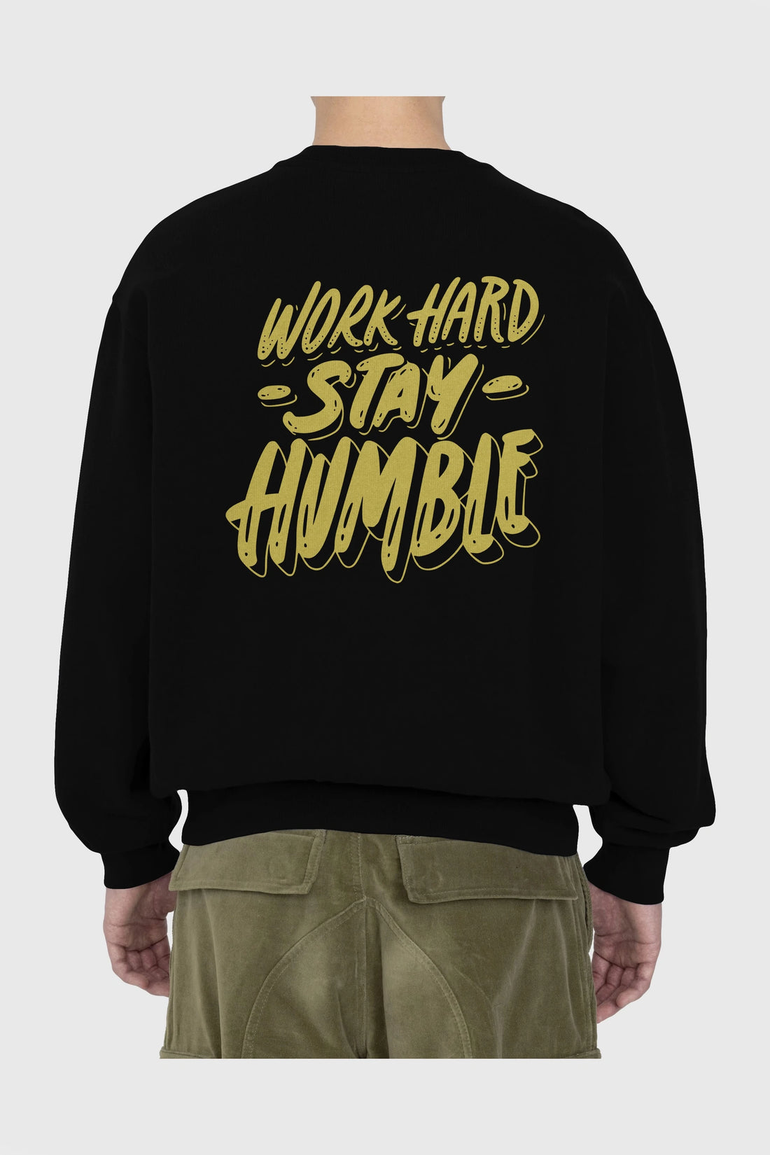 Word Hard Yazılı Arka Baskılı Oversize Sweatshirt Erkek Kadın Unisex