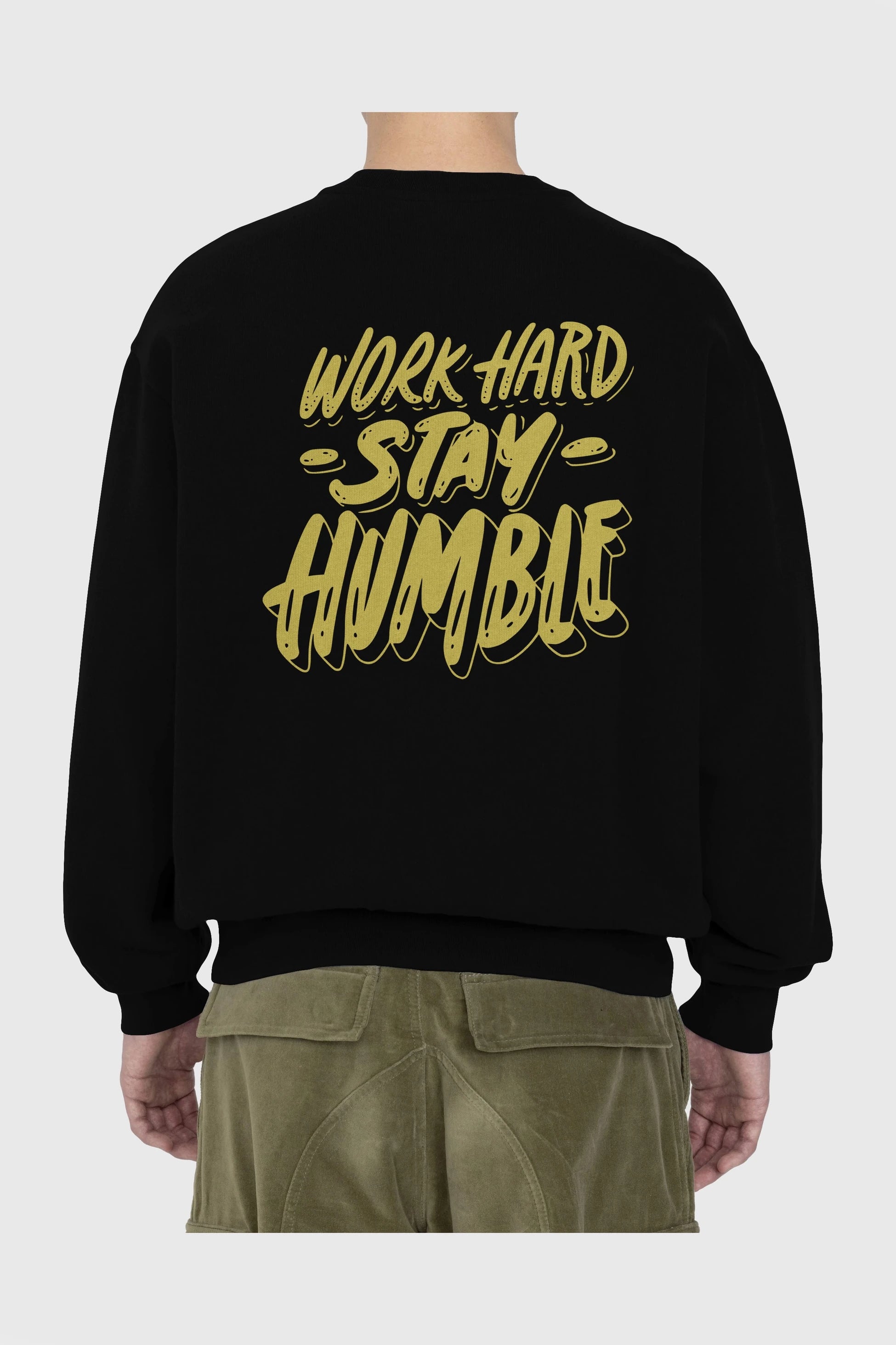Word Hard Yazılı Arka Baskılı Oversize Sweatshirt Erkek Kadın Unisex