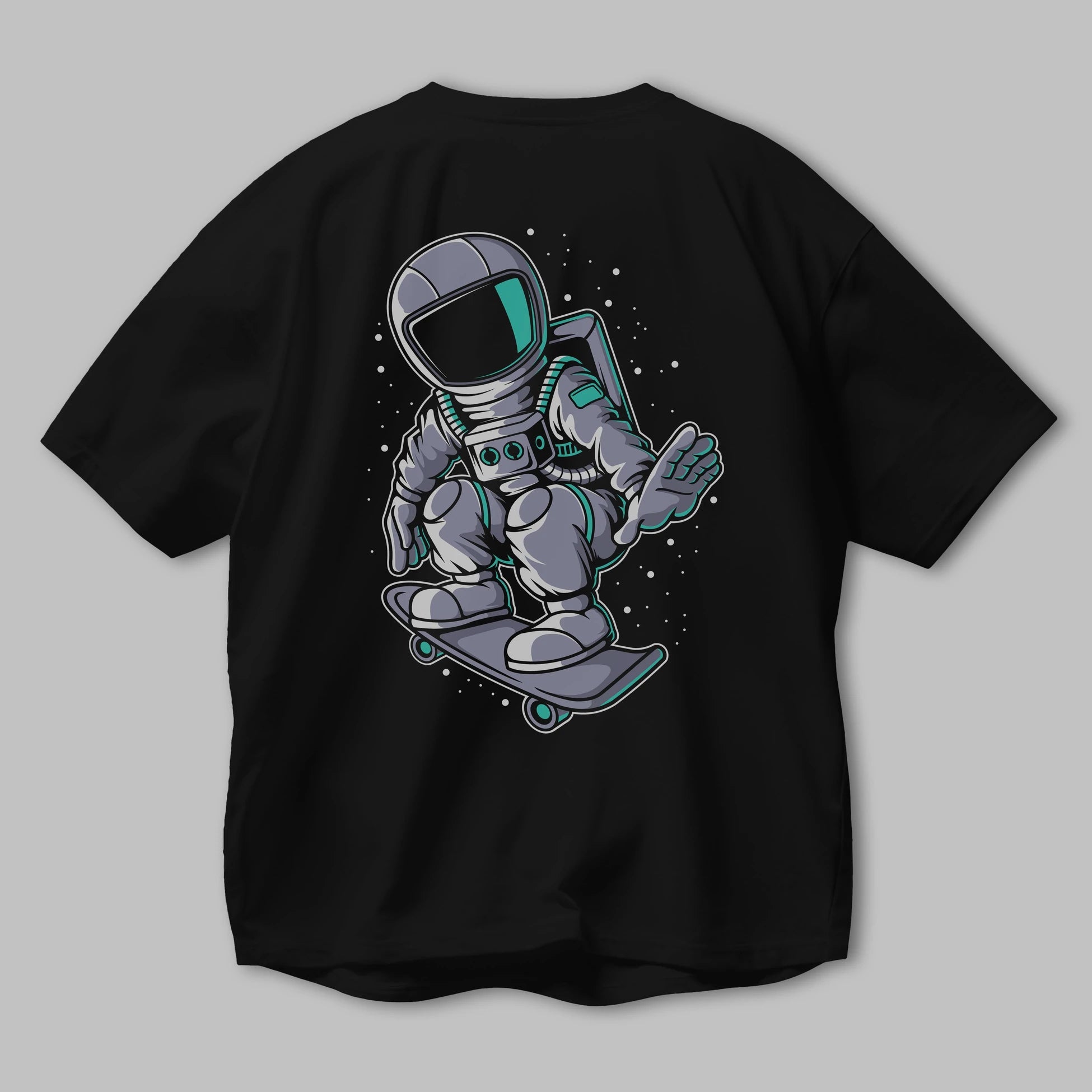Astronaut Skater Arka Baskılı Oversize t-shirt Erkek Kadın Unisex